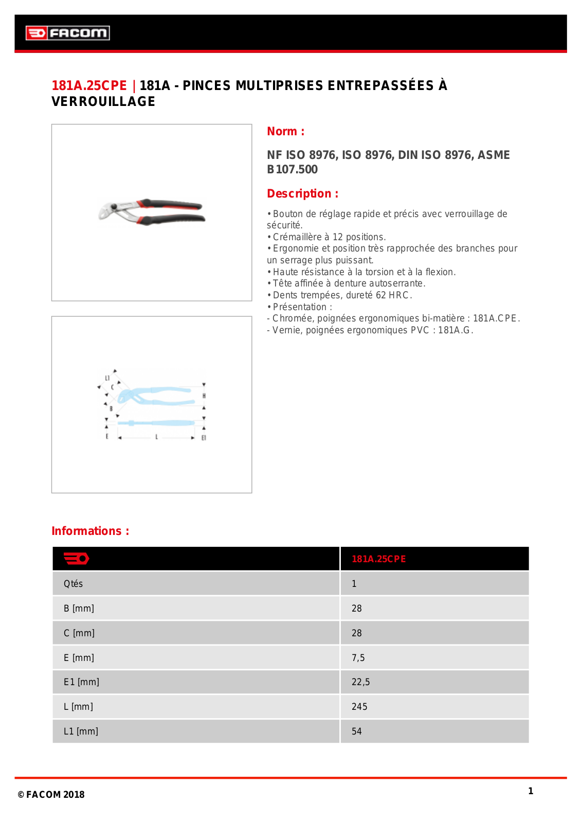 Facom 181A.25CPEPB Specification - ManualMachine.com