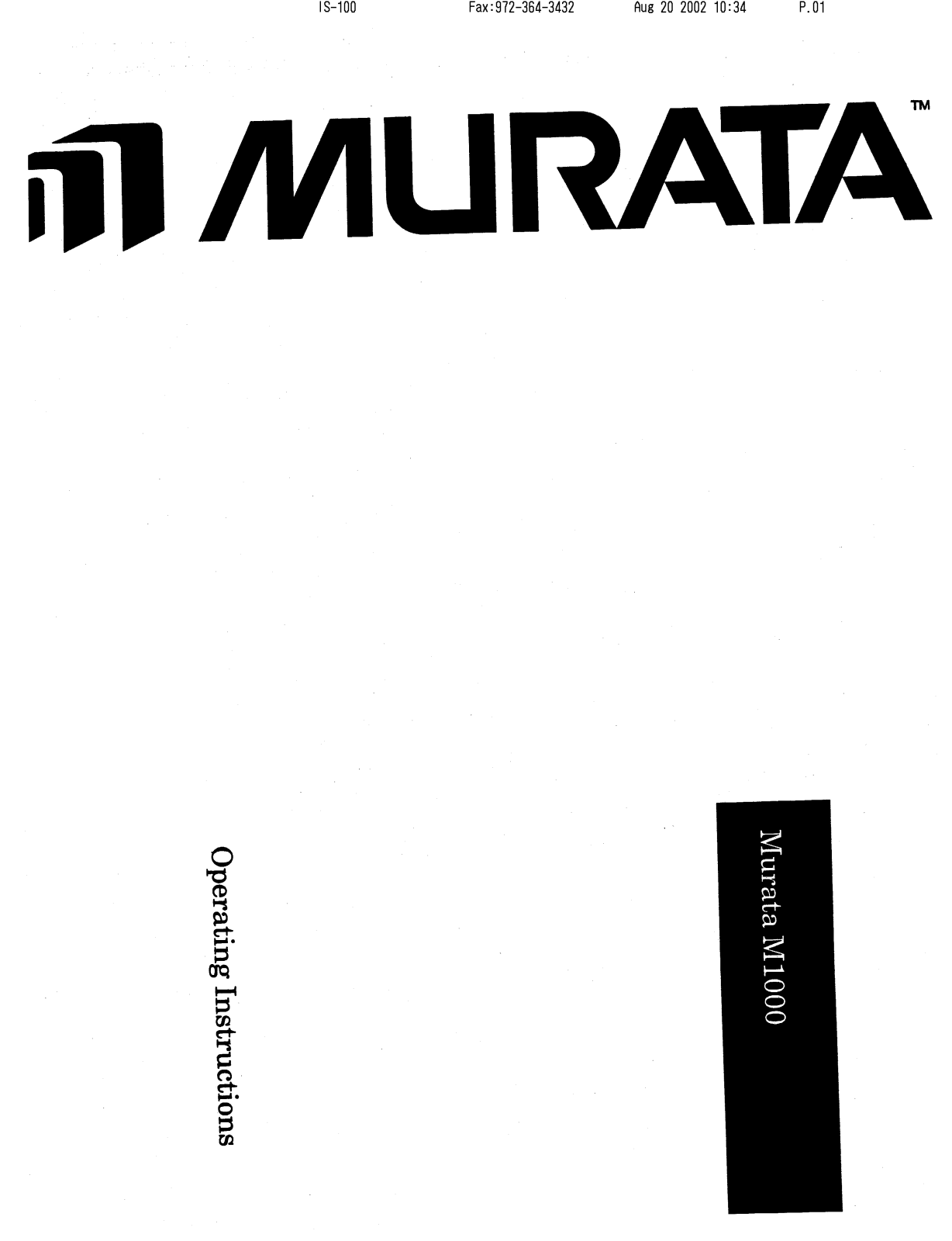 Muratec M-1000 User's Manual