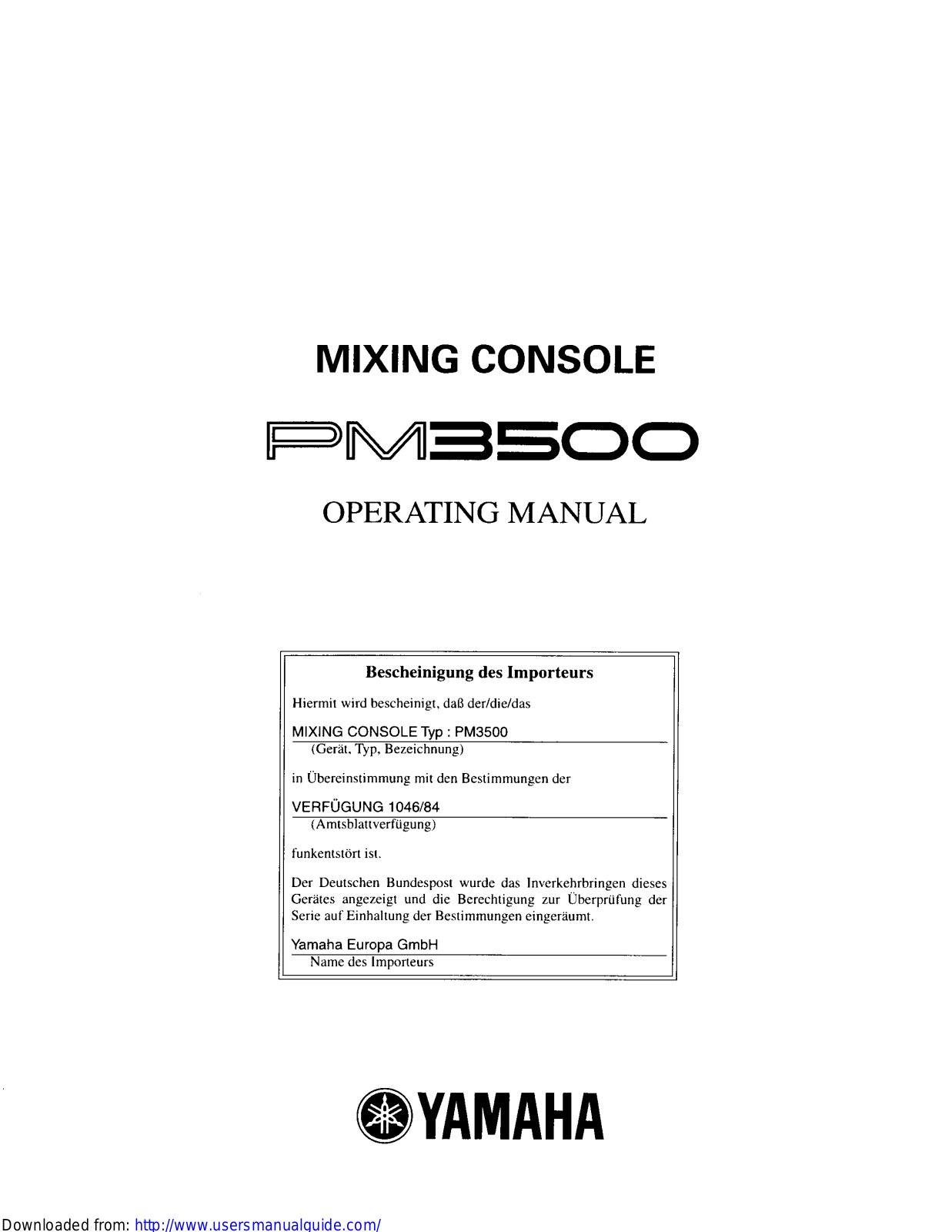 Yamaha Audio PM3500 User Manual