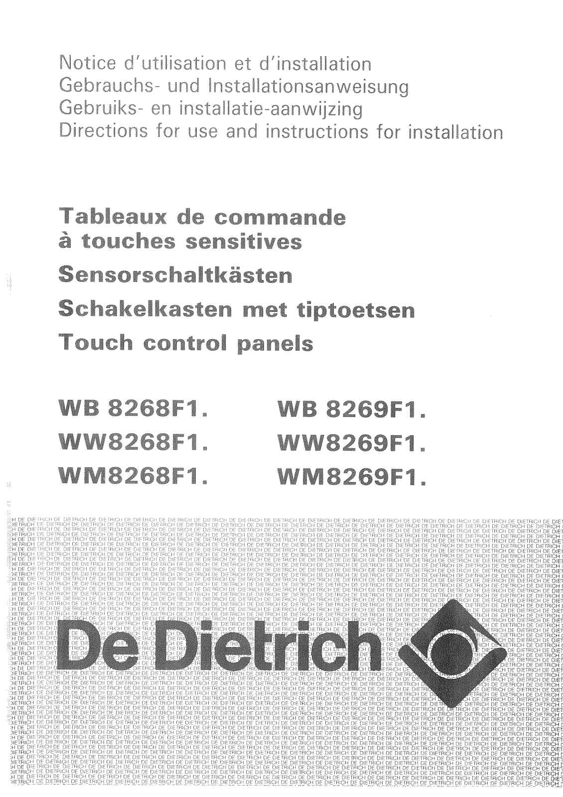 De dietrich WB8269F1, WM8269F1, WM8268F1 User Manual