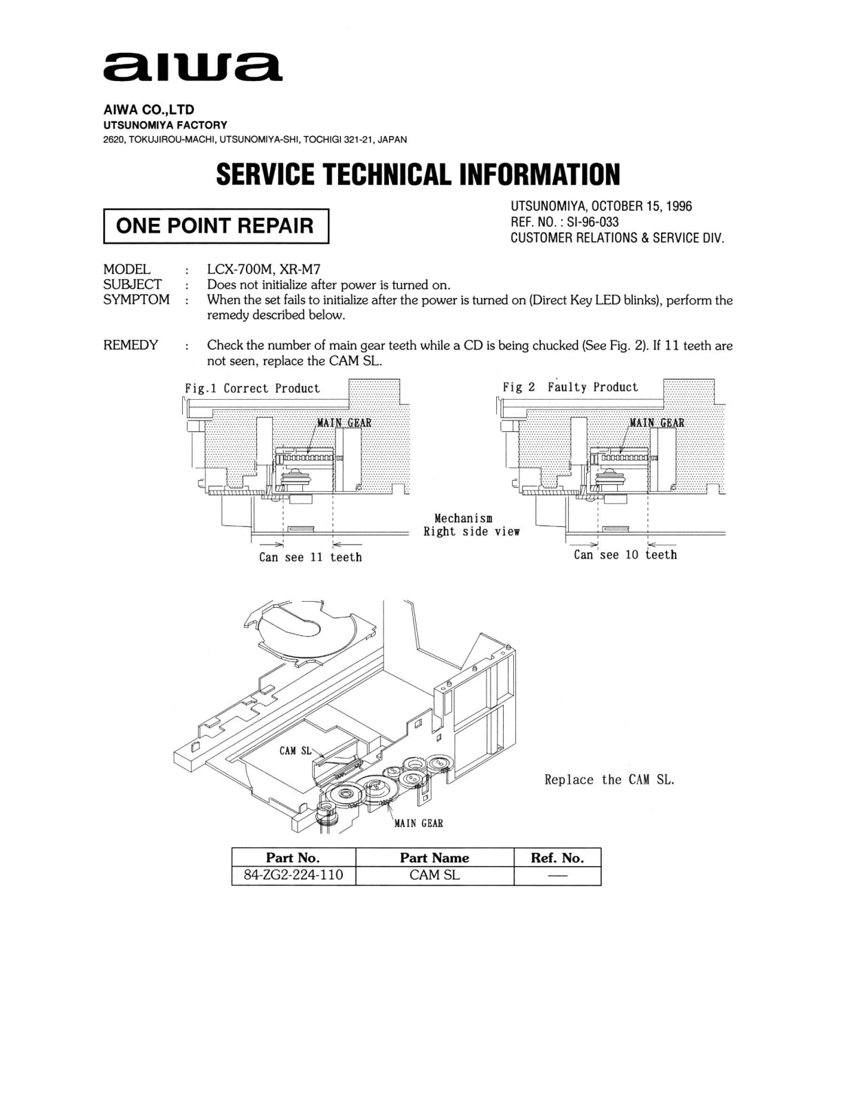 AIWA LCX-700M, XR-7M Service Manual