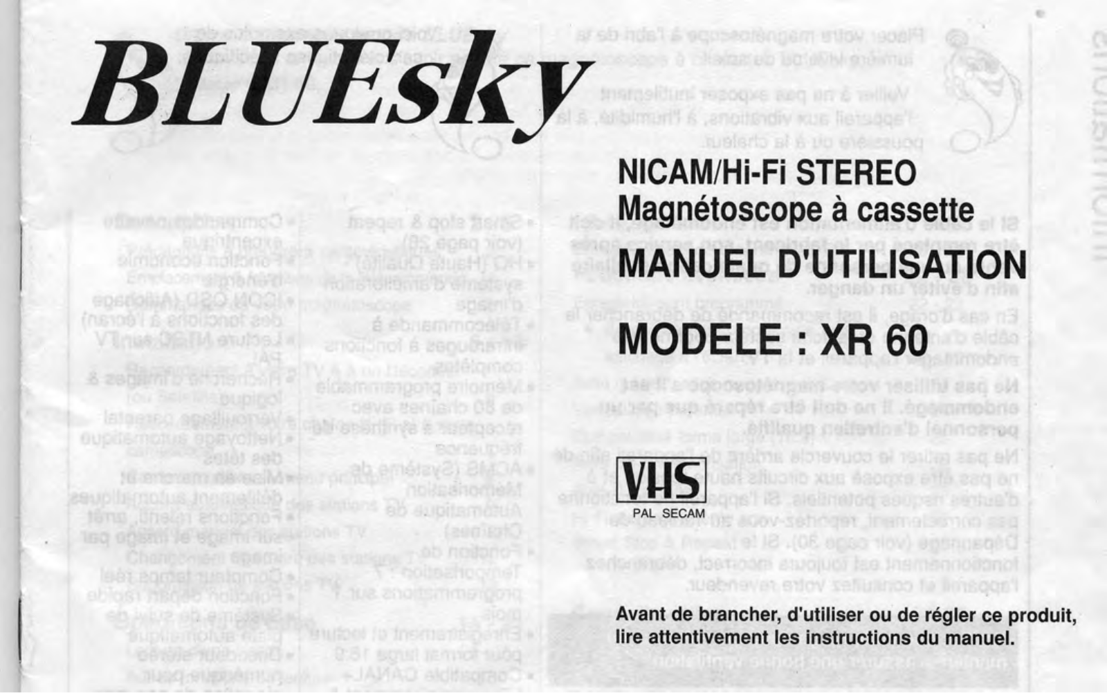 BLUESKY XR 60 User Manual