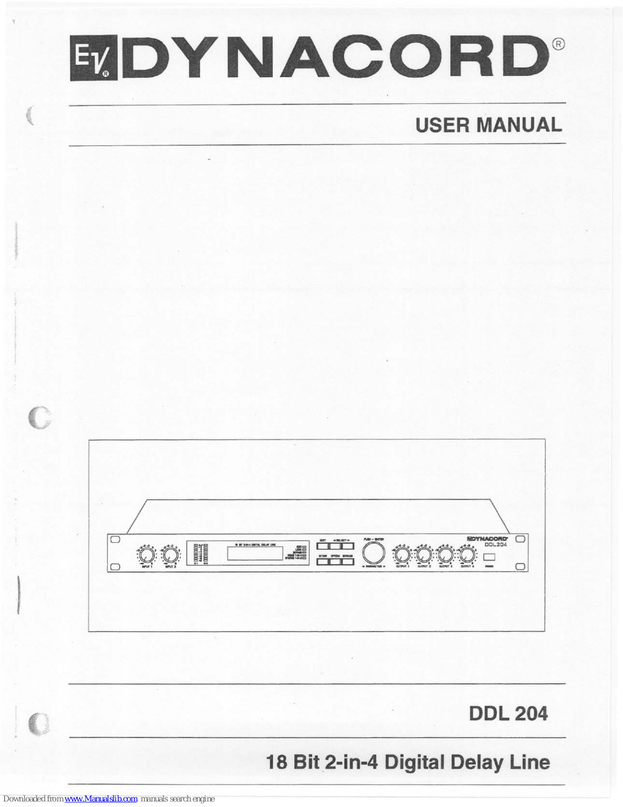 Dynacord 18 Bit 2-in-4 Digital Delay Line DDL 204, DDL 204 User Manual