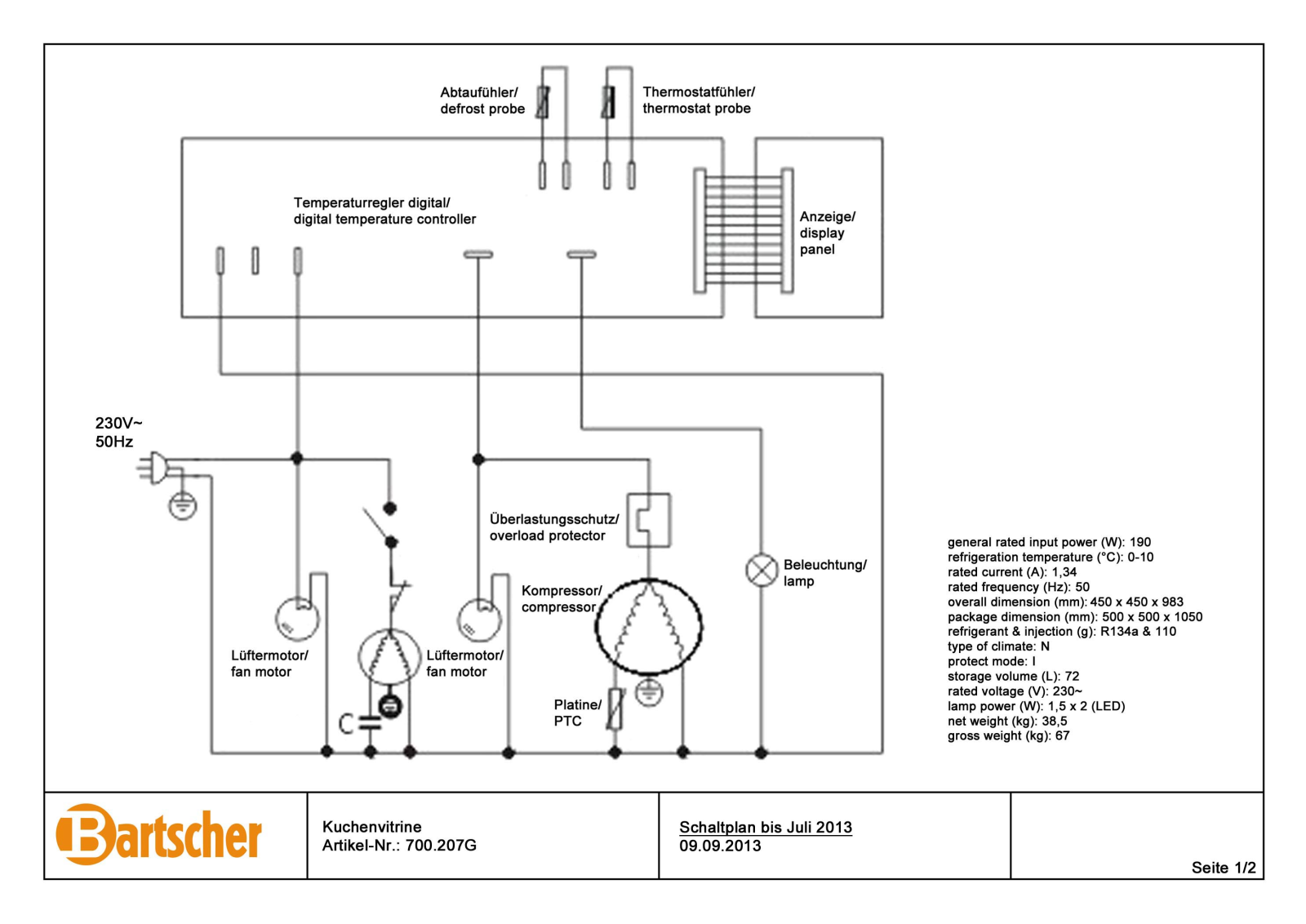 Bartscher 700207G Drawing