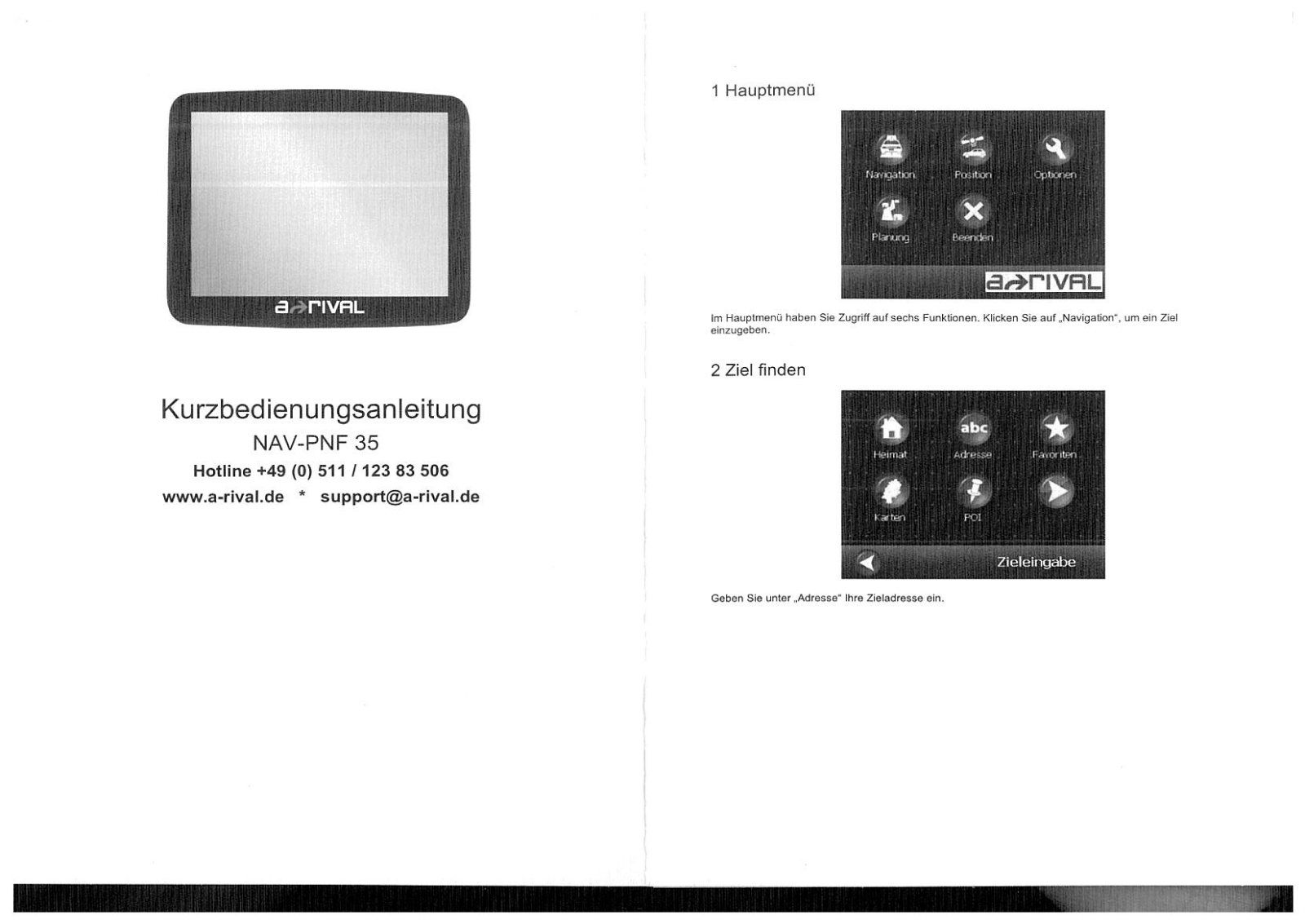 A-Rival NAV-PNF35 Quick Start Guide