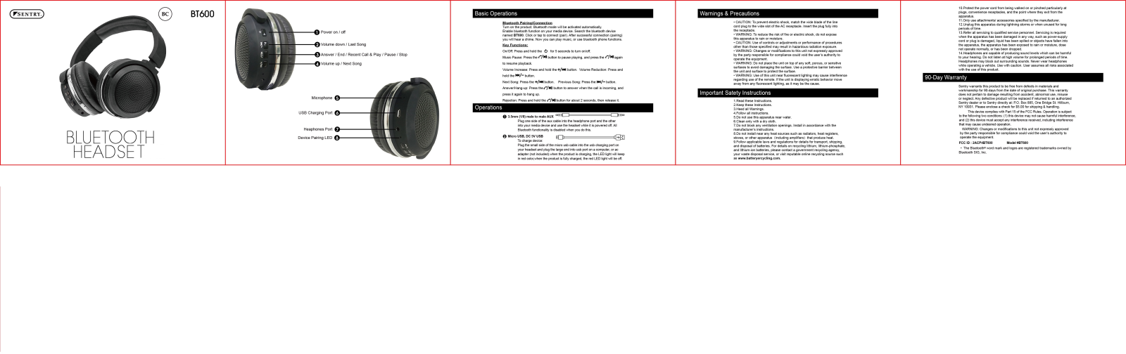 SENTRY BT600 User Manual