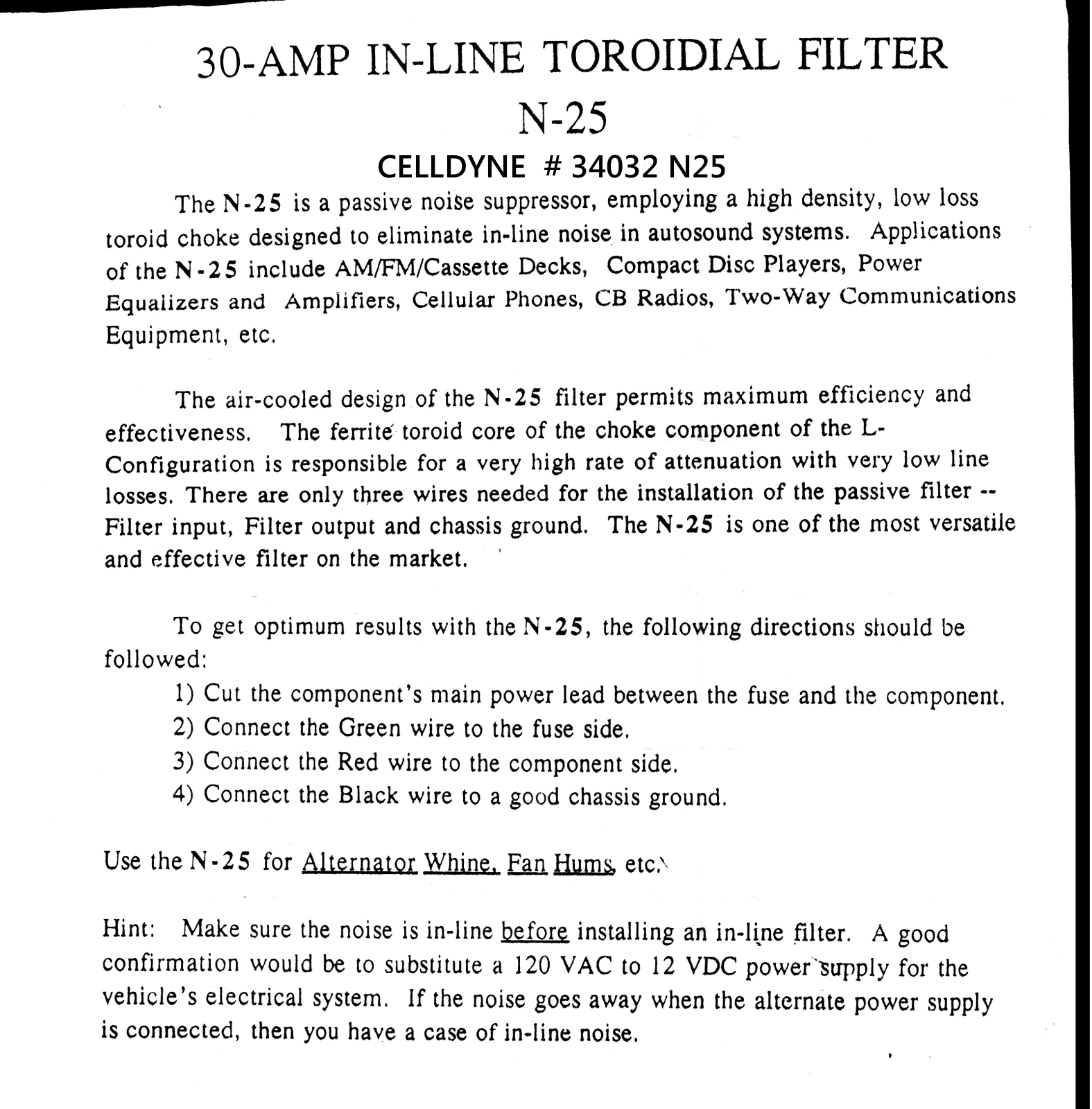 CELLDYNE N25 Instruction - ManualMachine.com
