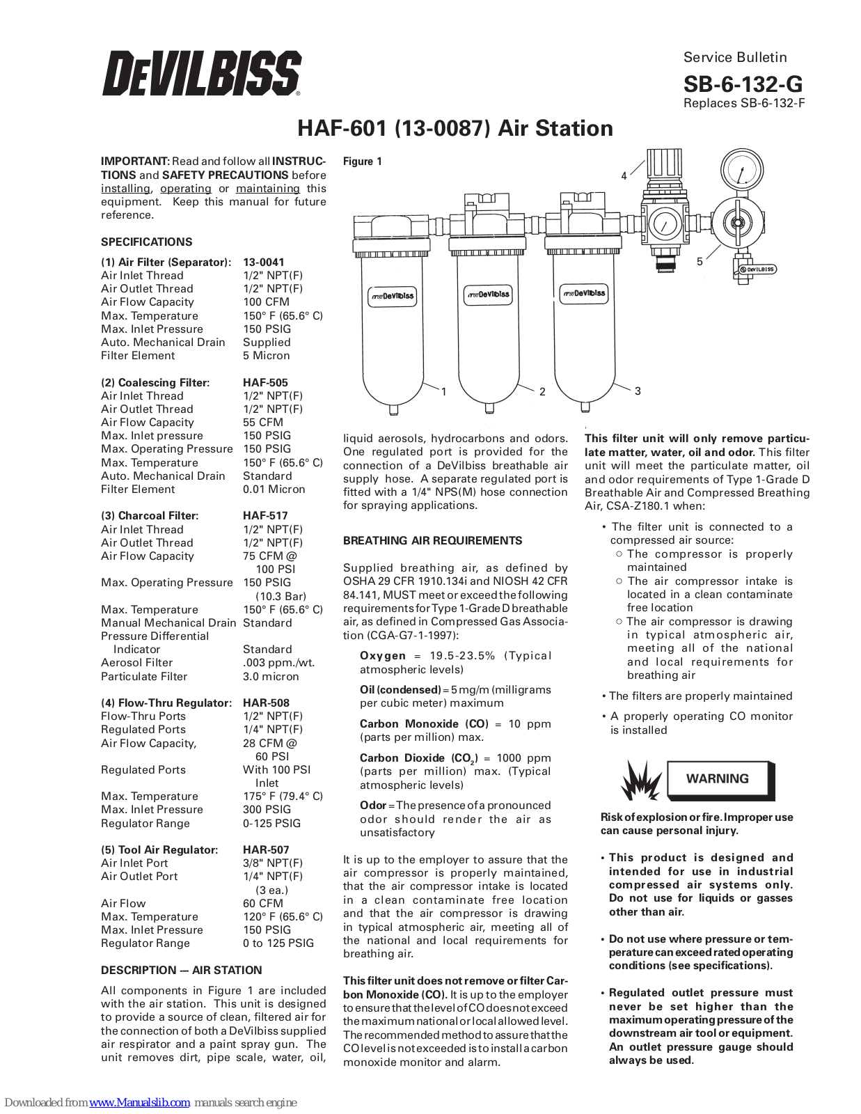 DeVilbiss HAF-601 Service Bulletin