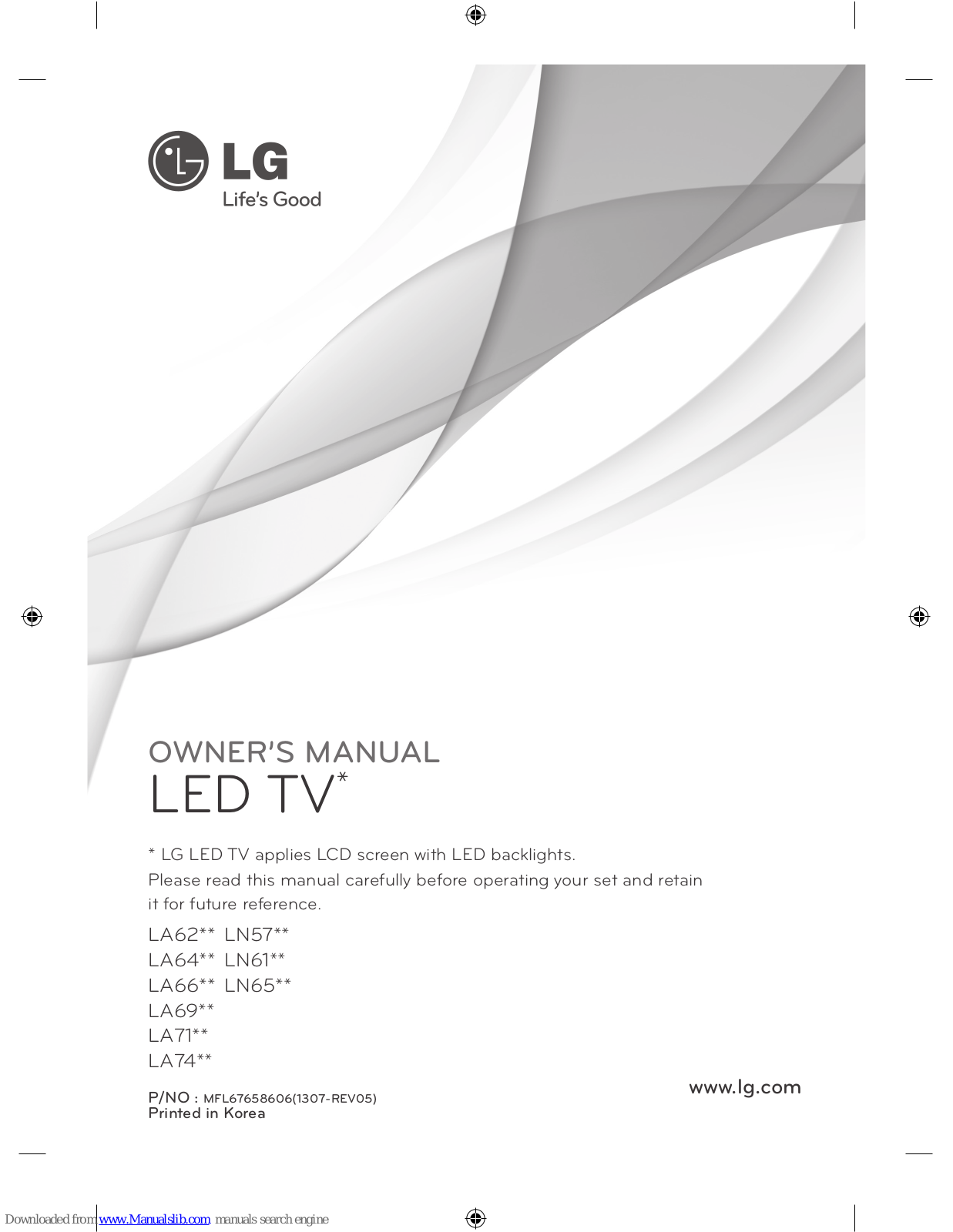 LG LA62, LA64, LA66, LA69, LA71 Owner's Manual