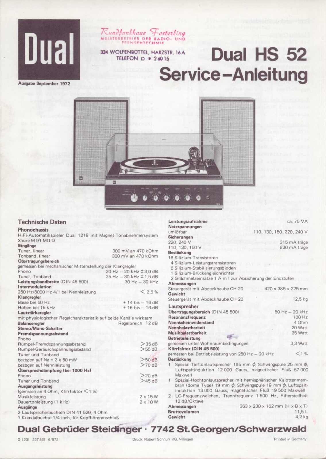 Dual HS-52 Service manual