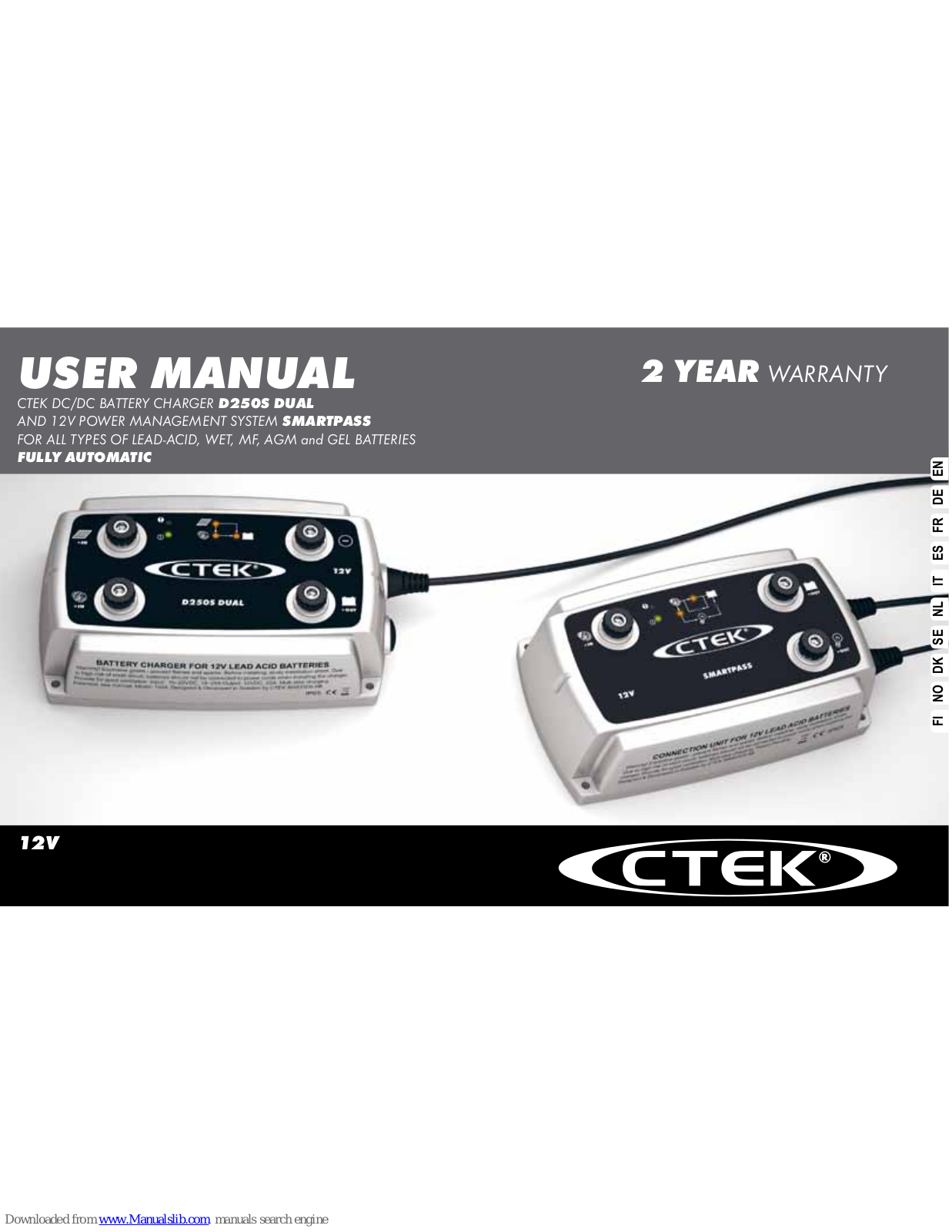 CTEK D250S Dual, SMARTPASS, FULLY AUTOMATIC User Manual