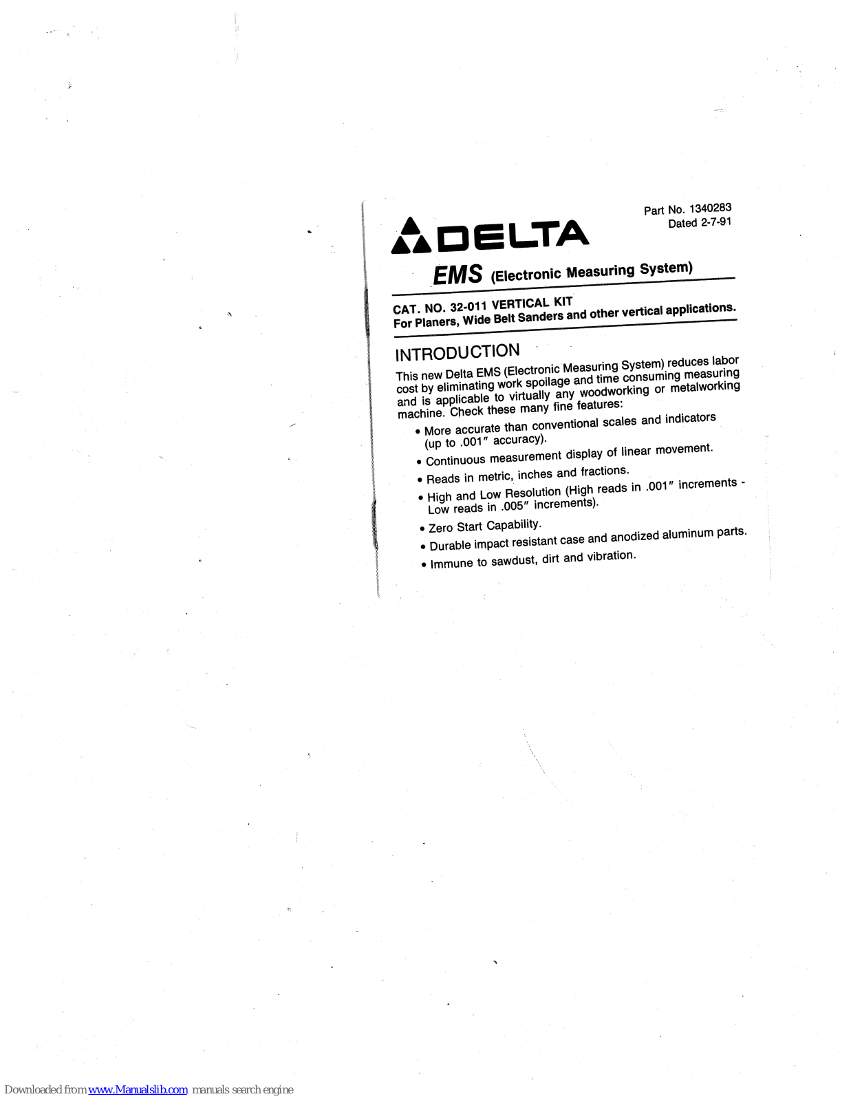 Delta EMS 32-011 User Manual