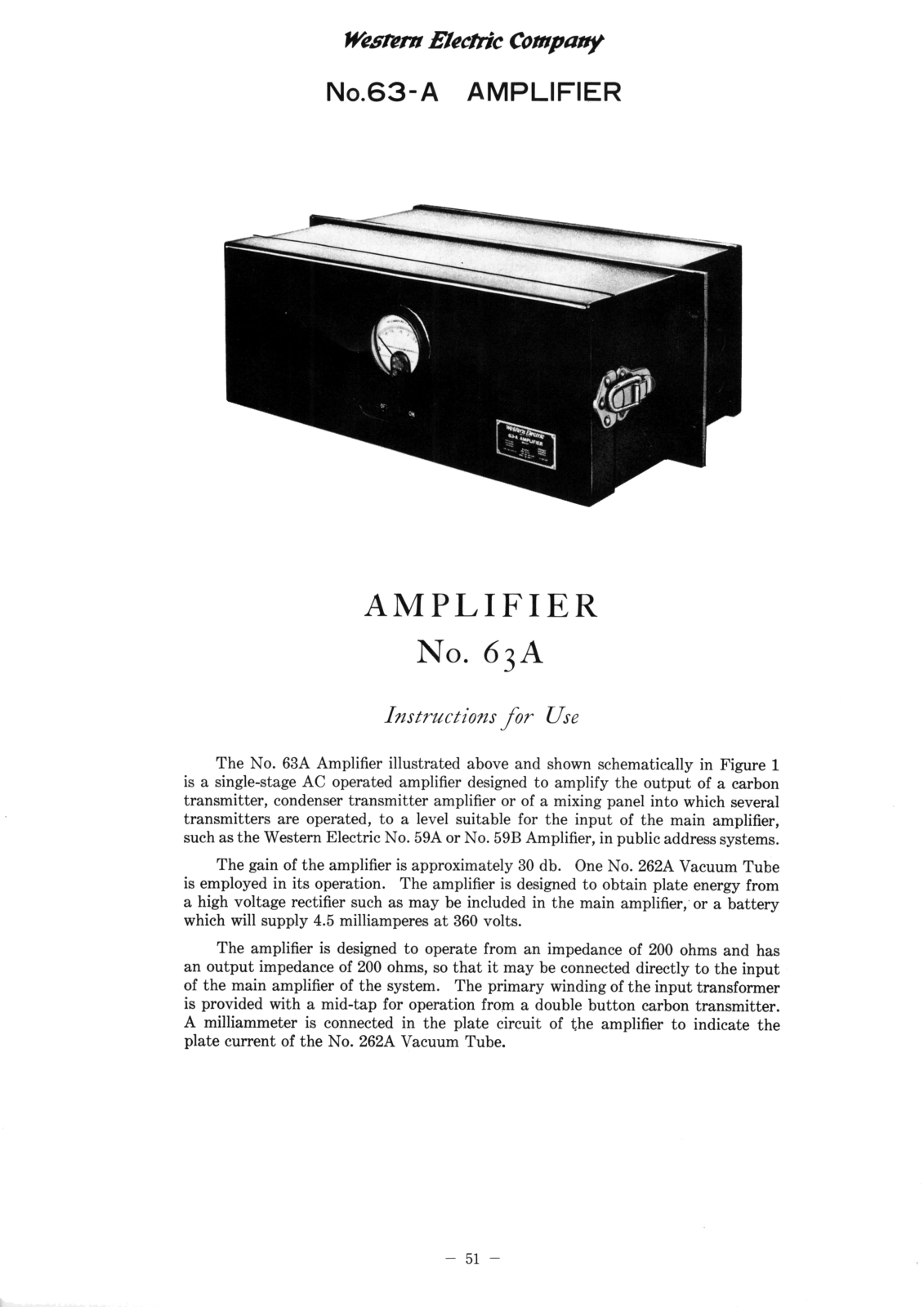 Western Electric 63-A Schematic