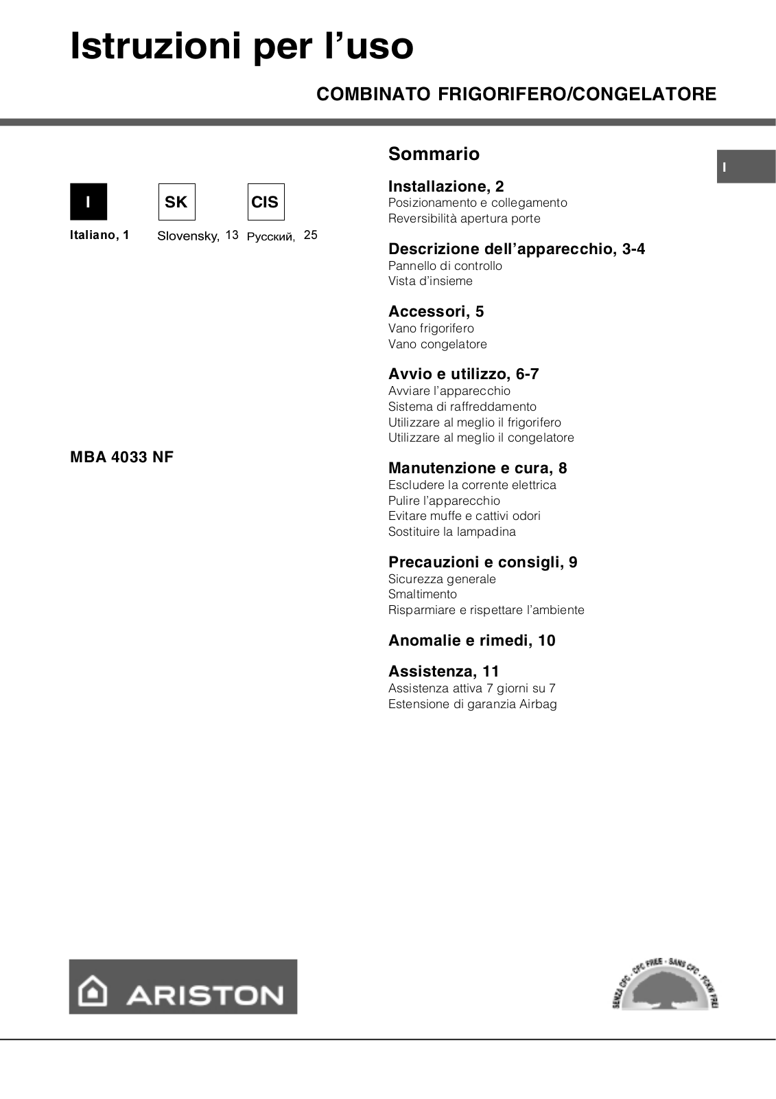 Hotpoint Ariston MBA 4033 NF User Manual