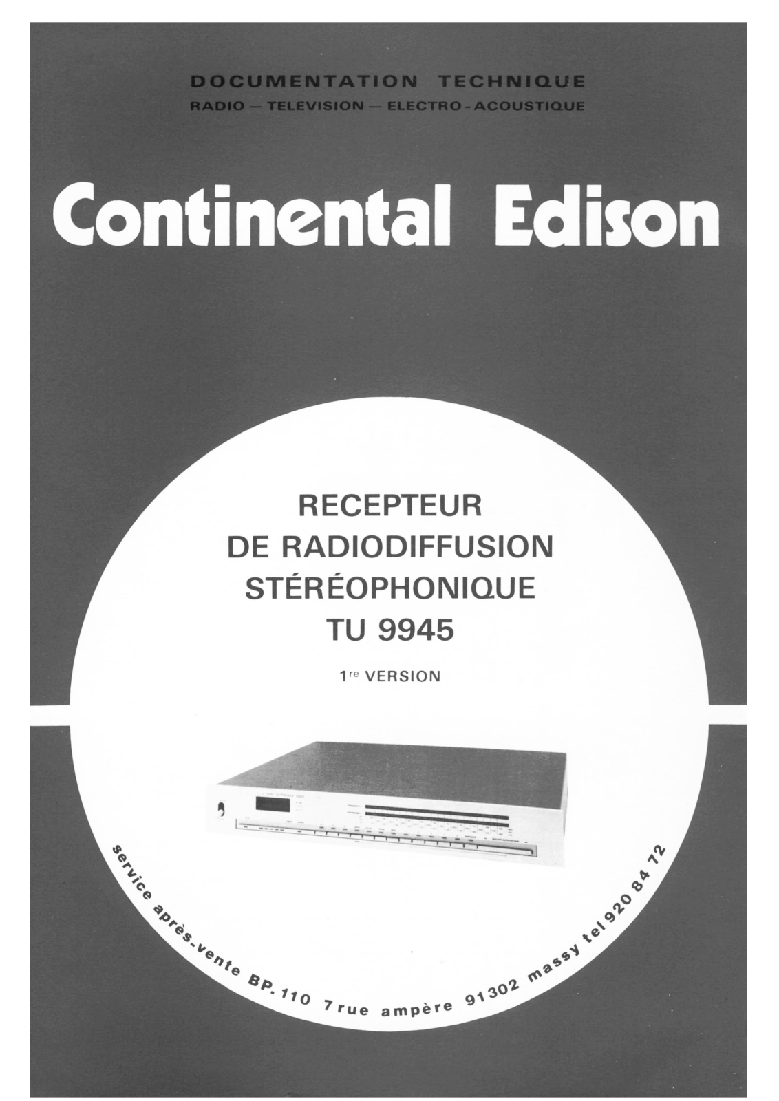 Continental Edison TU-9945 Service Manual