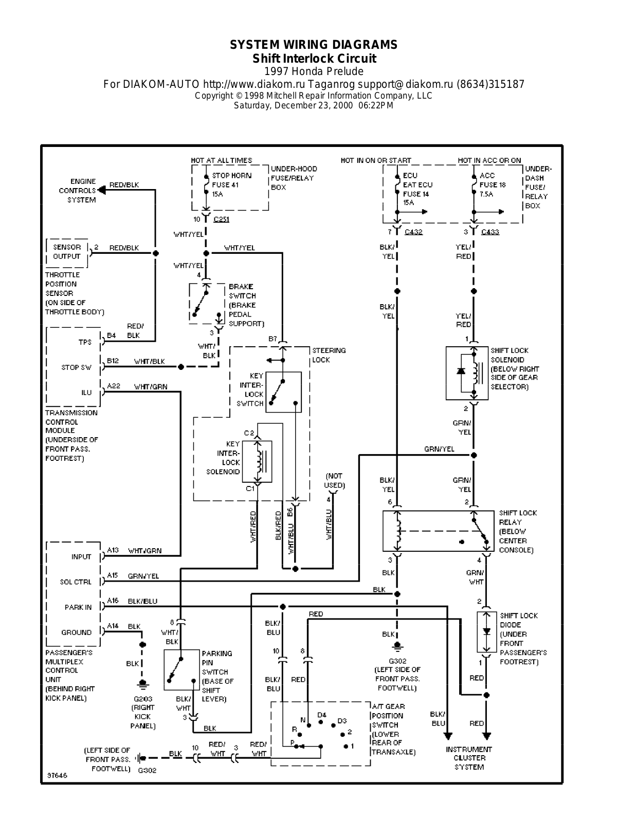 Honda Prelude 1997-1999 Wire Diagrams  17506