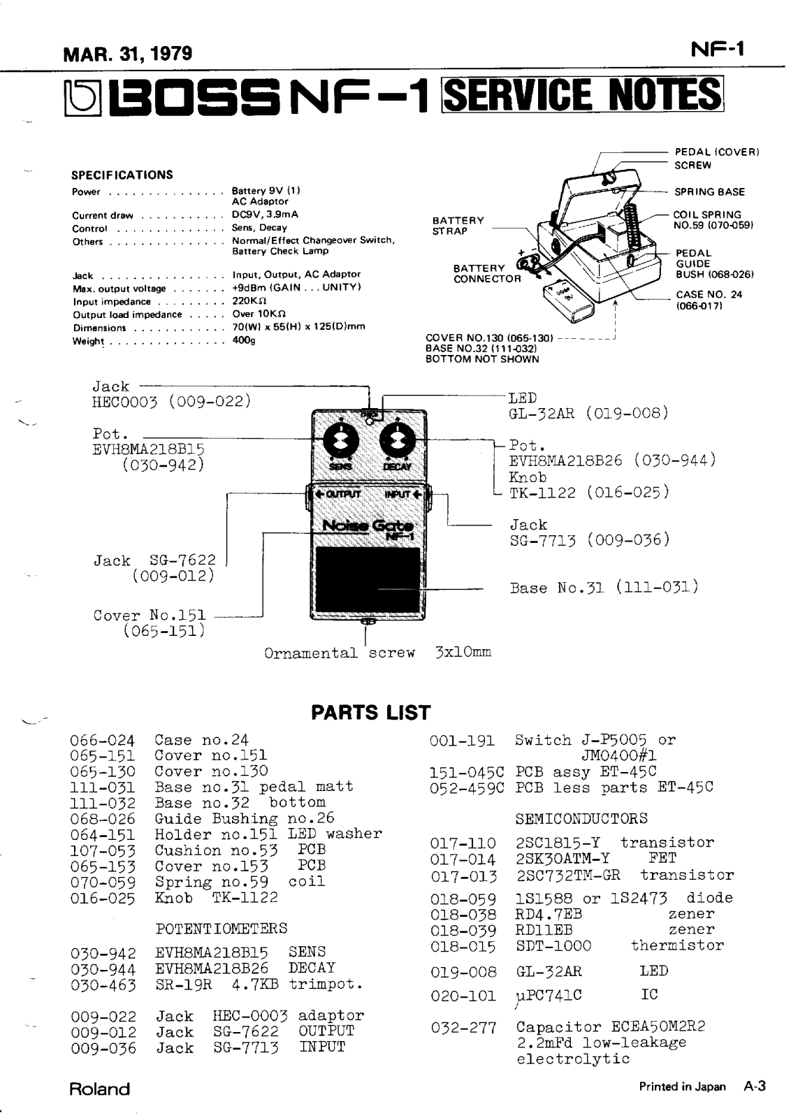 Boss NF-1 Service notes