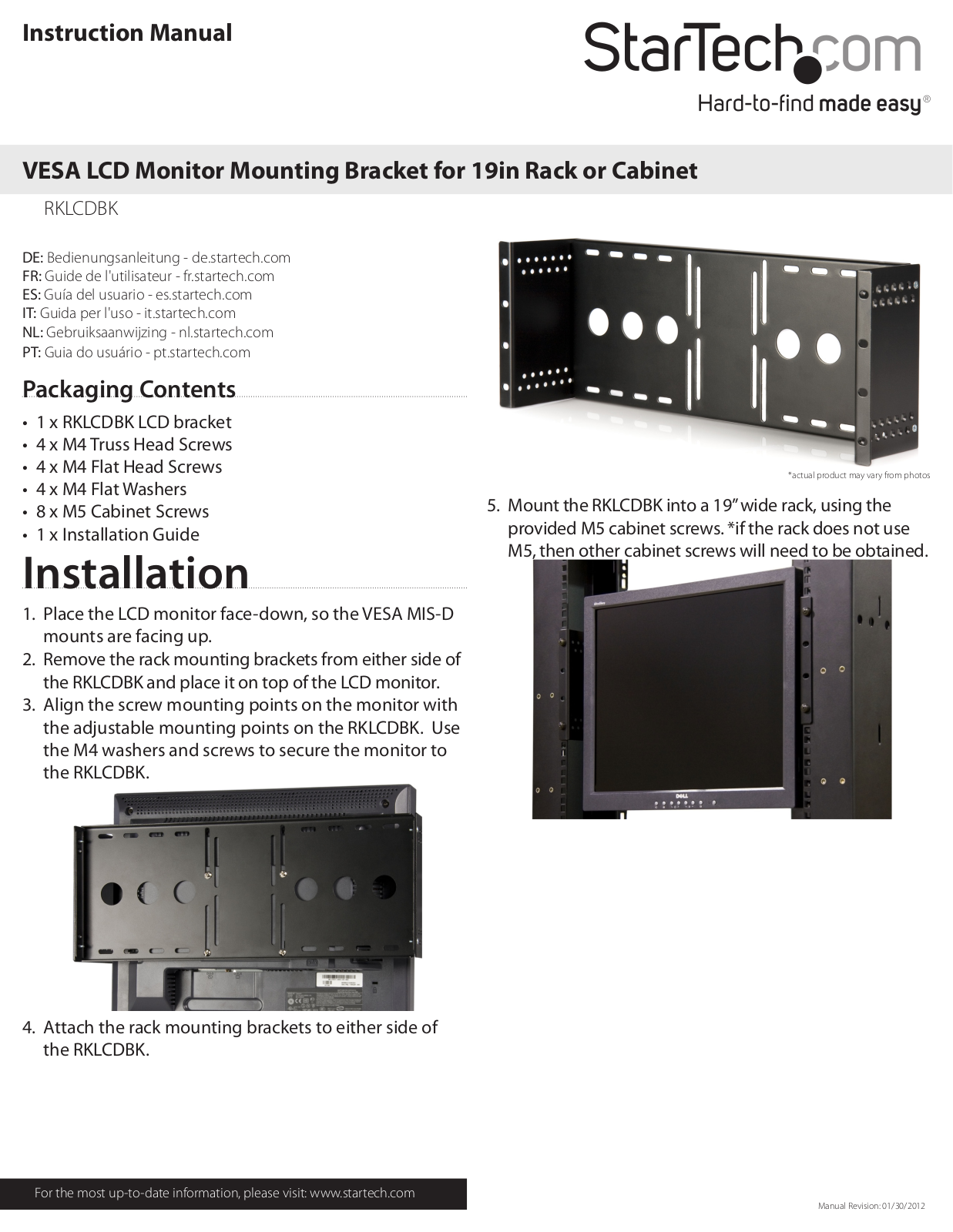 StarTech.com RKLCDBK User Manual