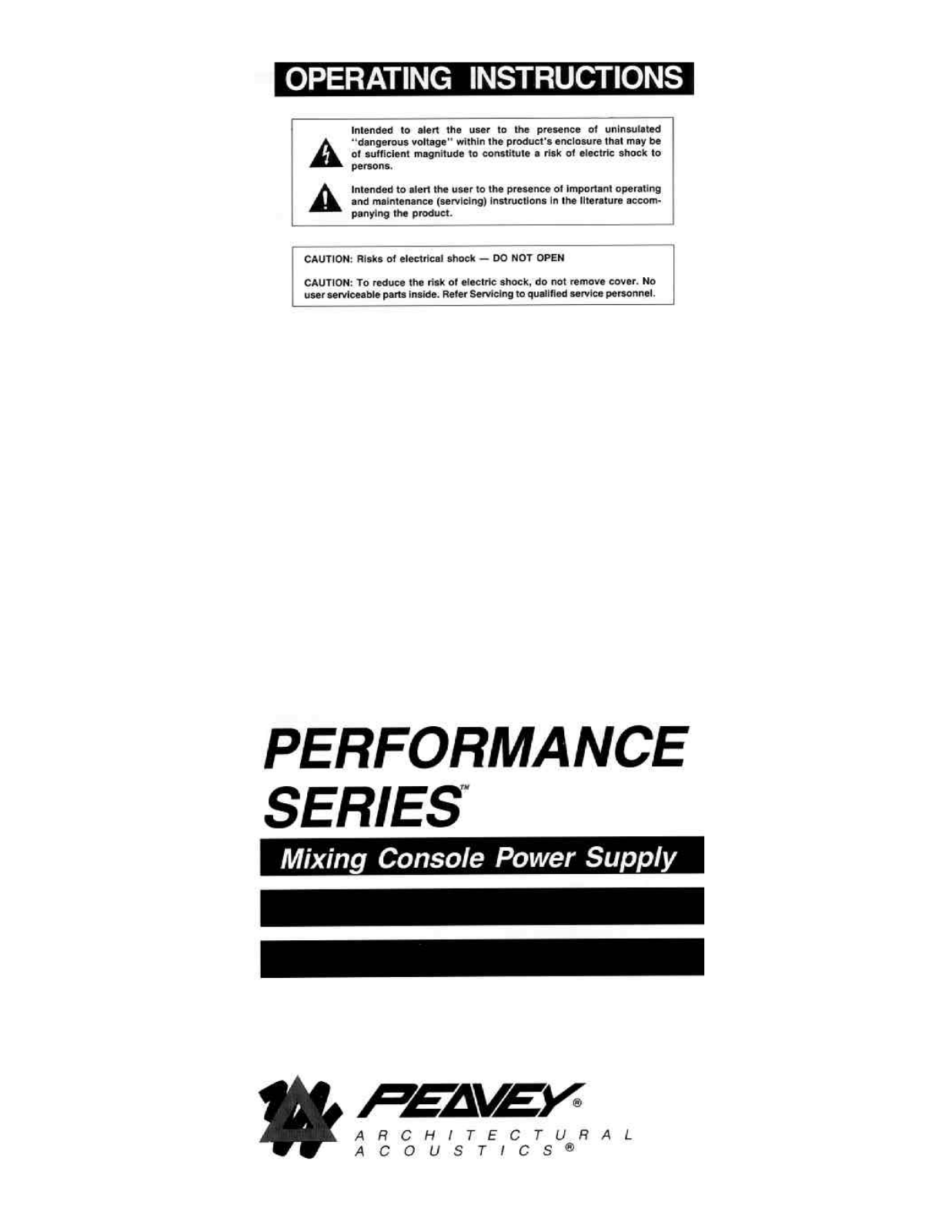 Peavey Performance User Manual