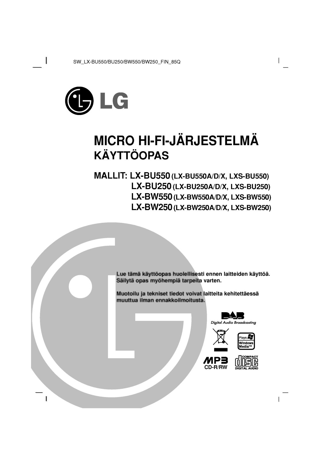 LG LX-BU250D User manual