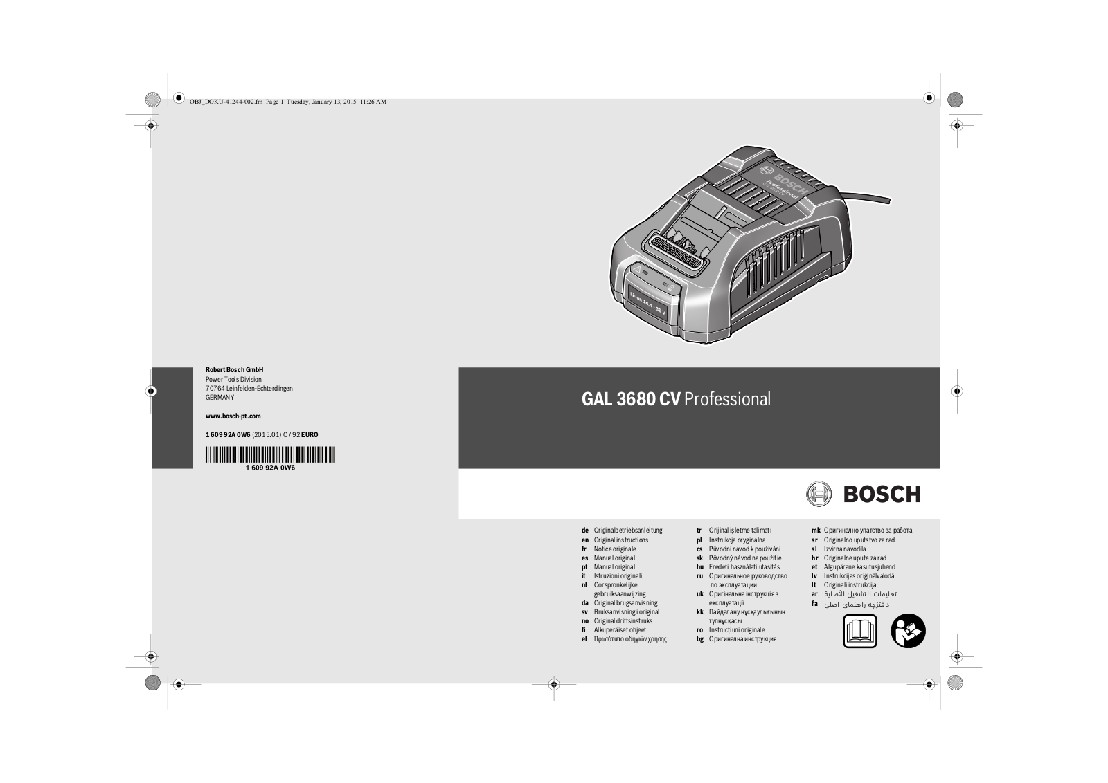 Bosch GAL 3680 CV Professional User guide