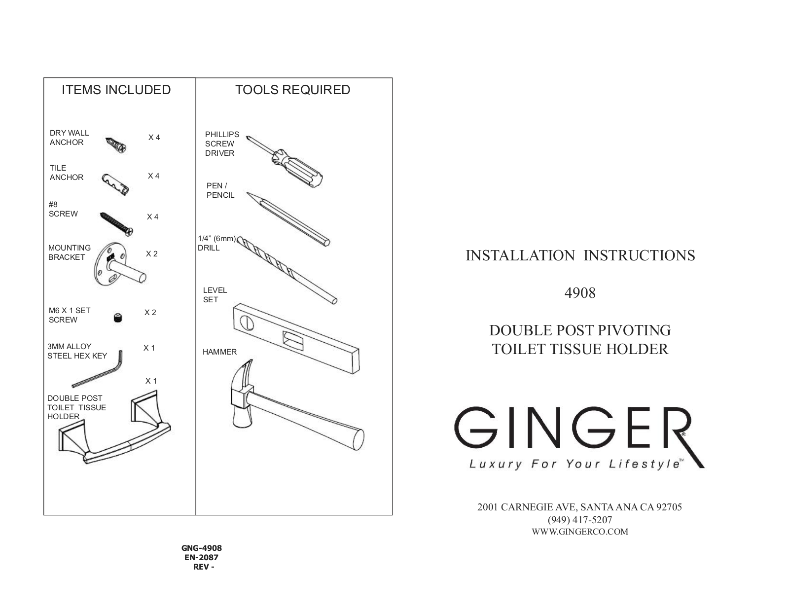 Ginger GIN1370 Installation & Assembly - ManualMachine.com
