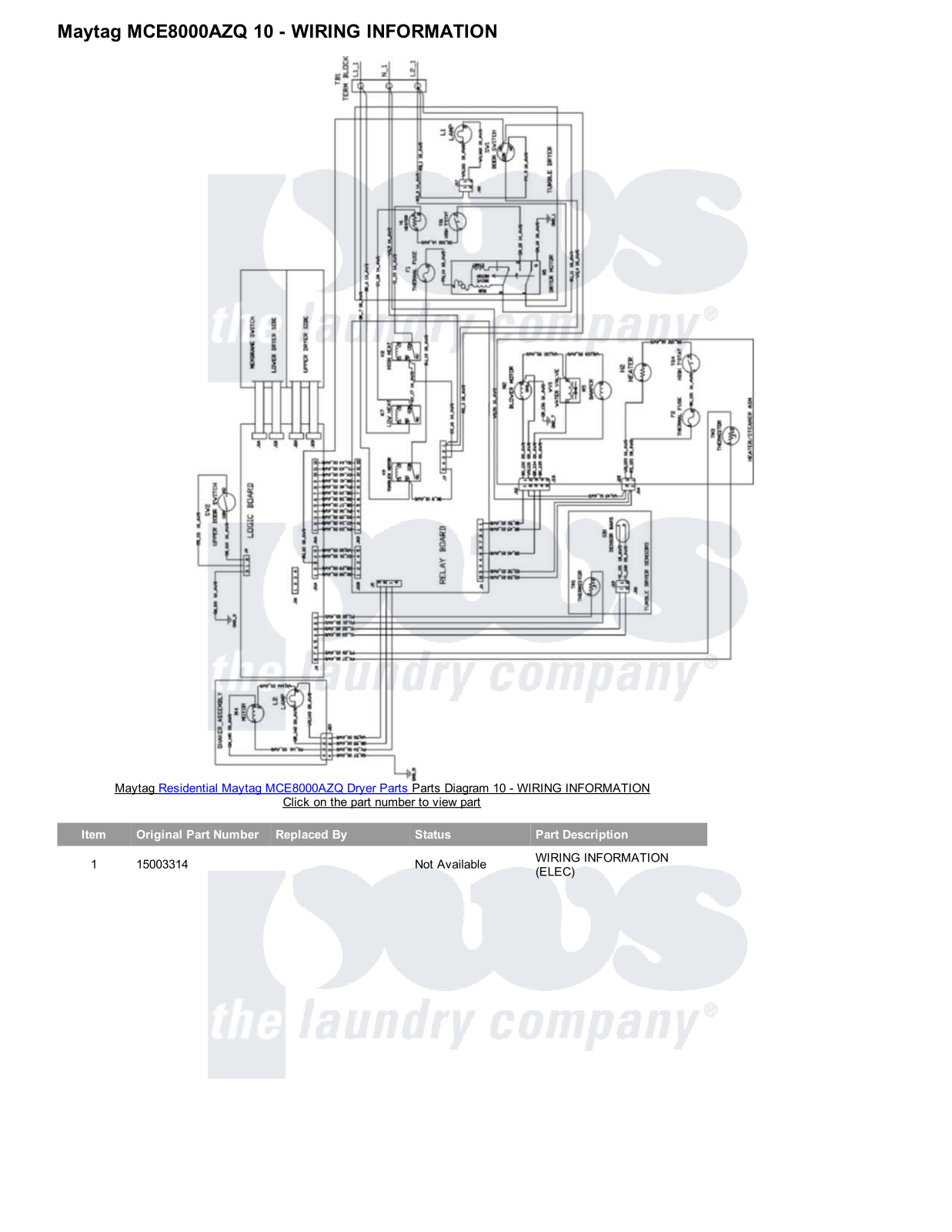 Maytag MCE8000AZQ Parts Diagram