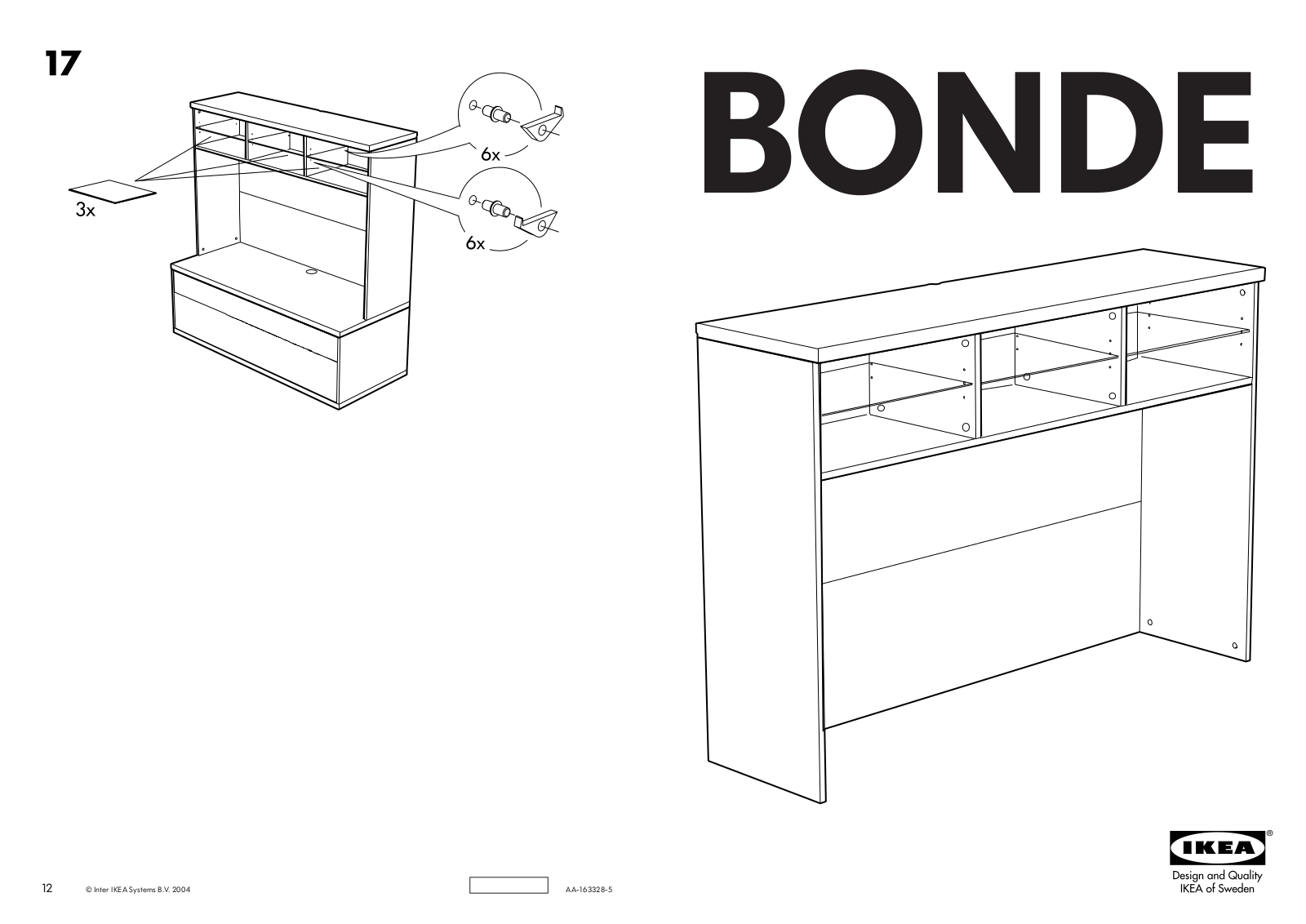 IKEA BONDE ADD ON FOR TV UNIT 57X40 Assembly Instruction