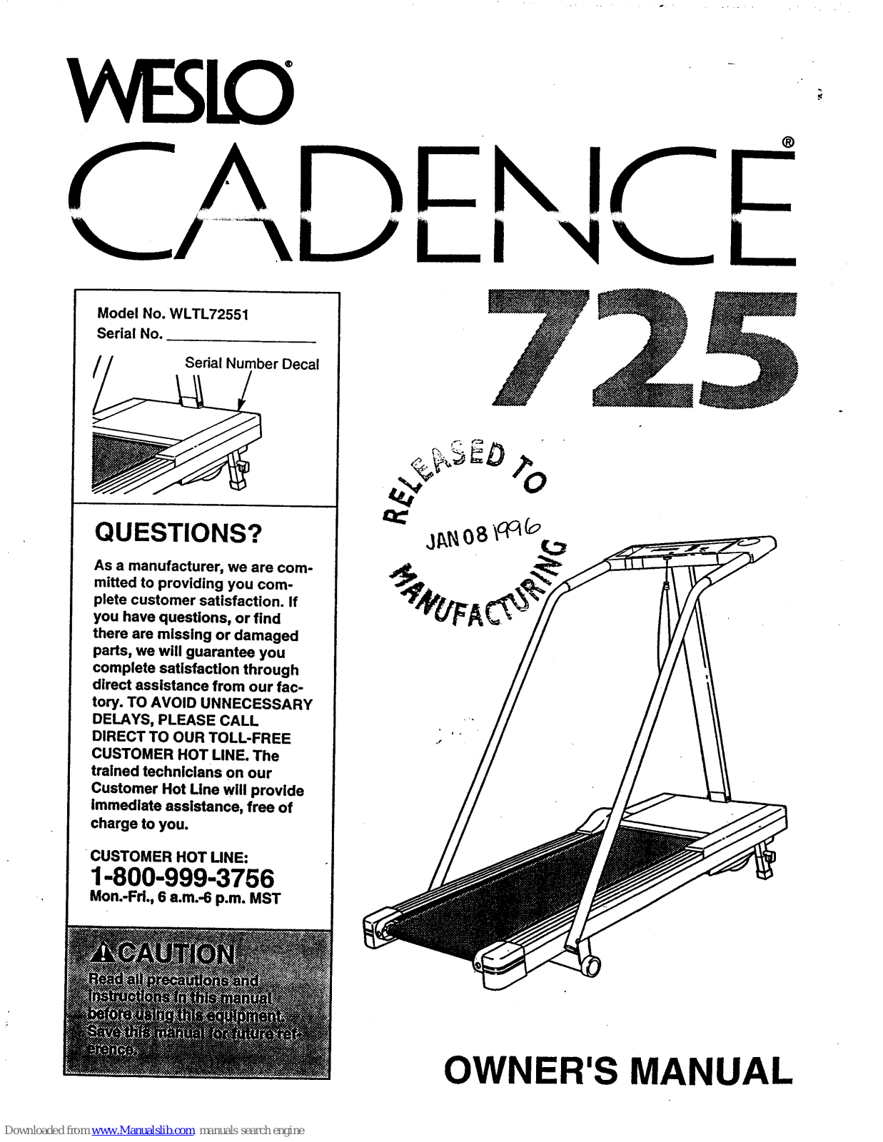 Weslo Cadence 725 User Manual