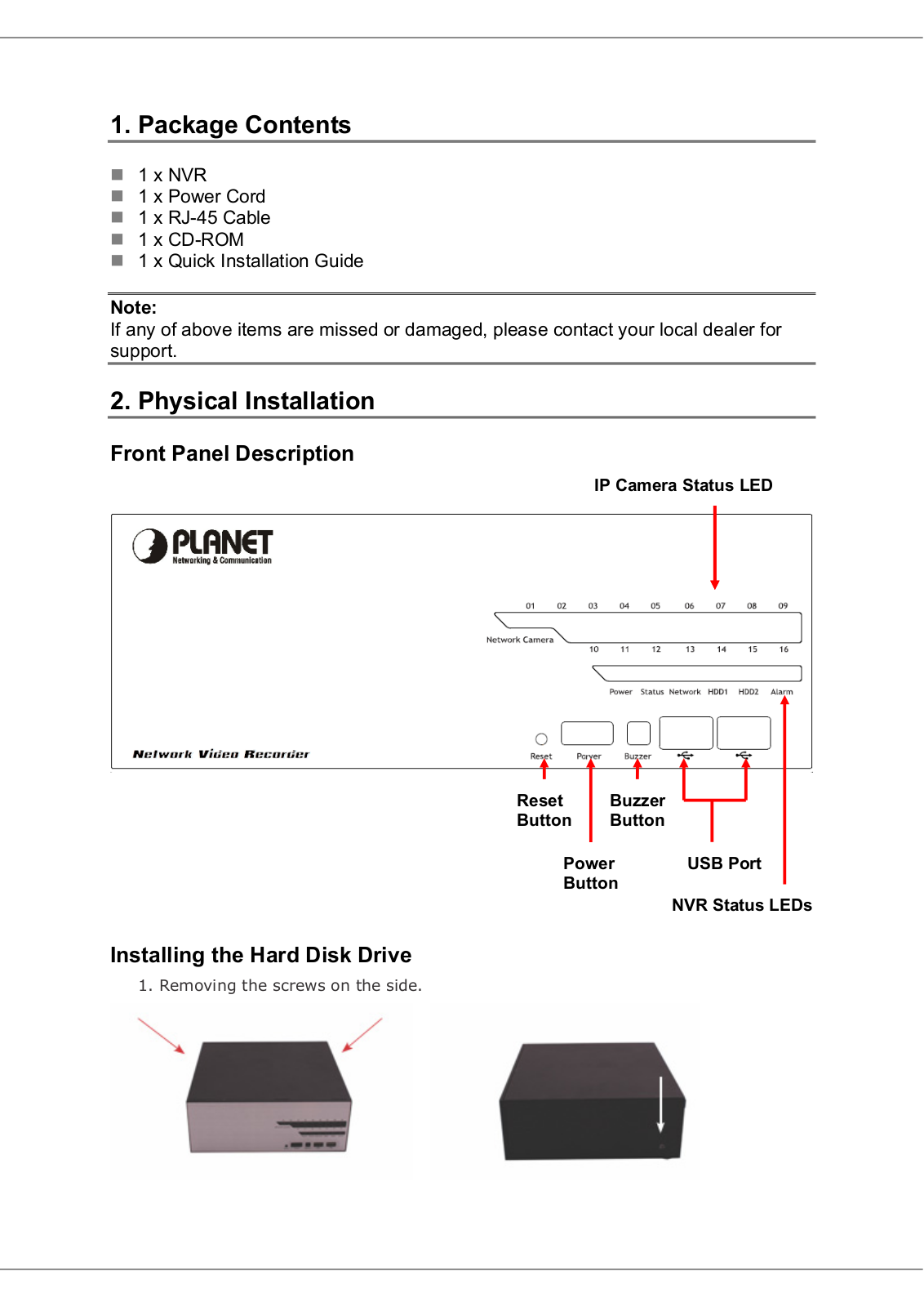 PLANET NVR-1610 User Manual