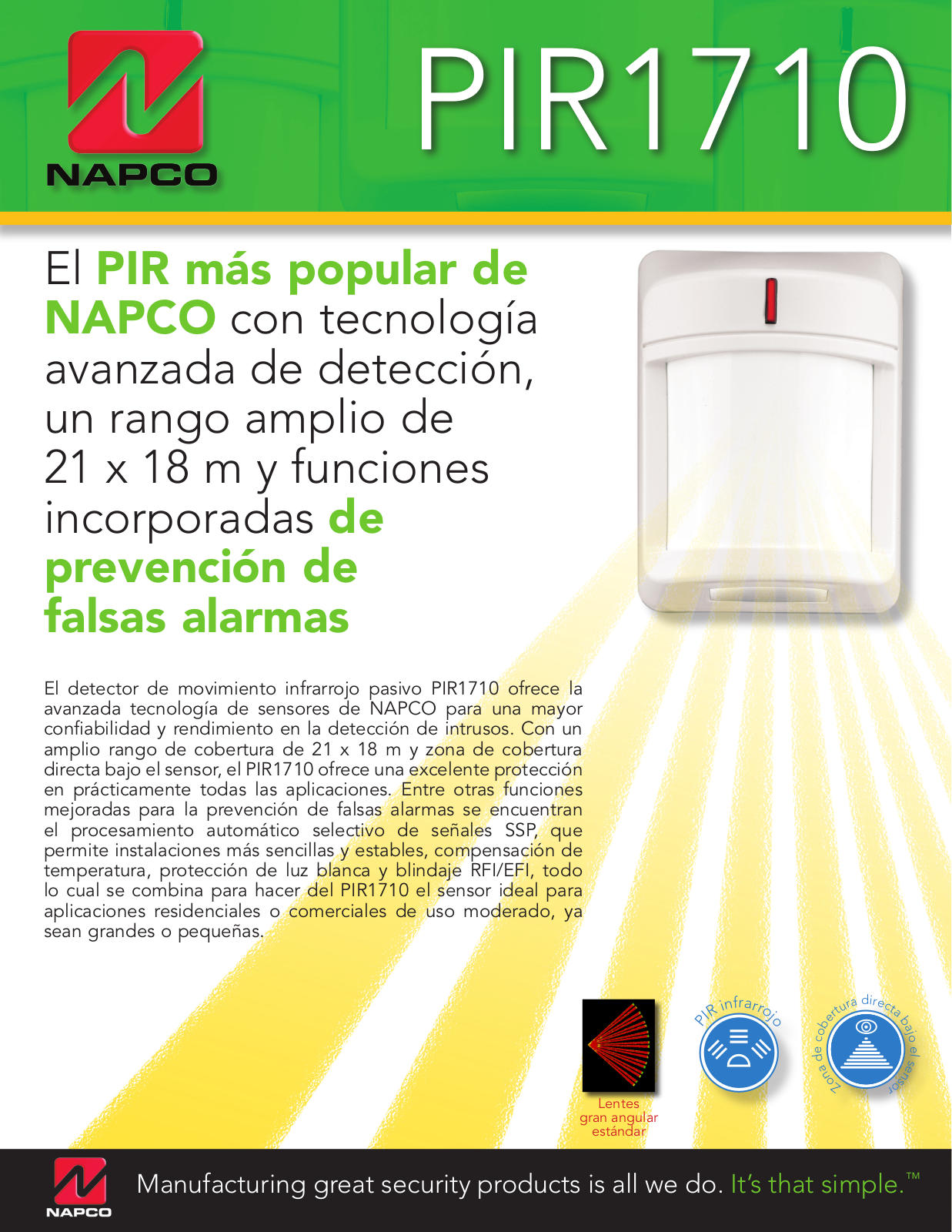 Napco PIR 1710 DATASHEET