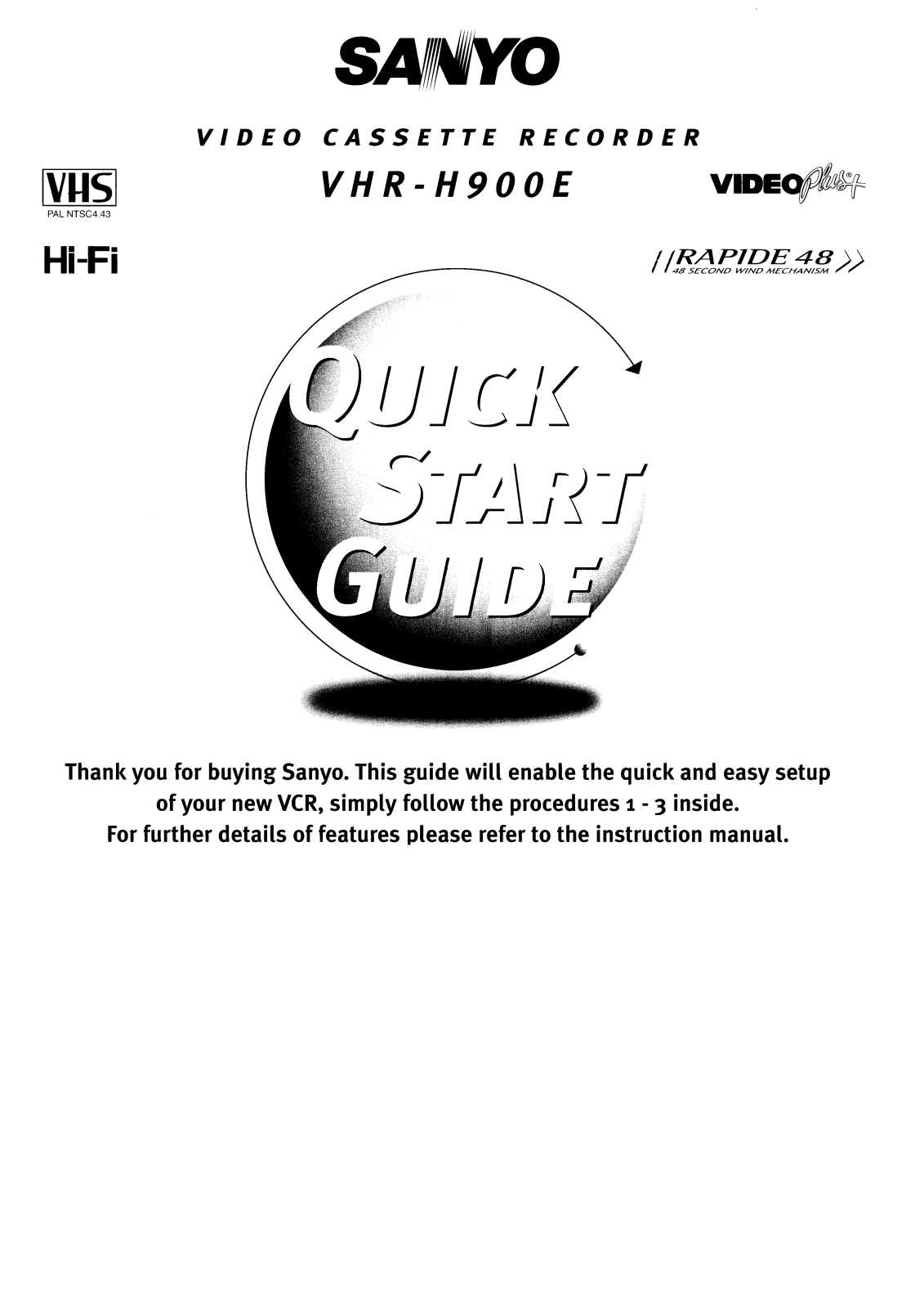 Sanyo VHR-H900E Instruction Manual