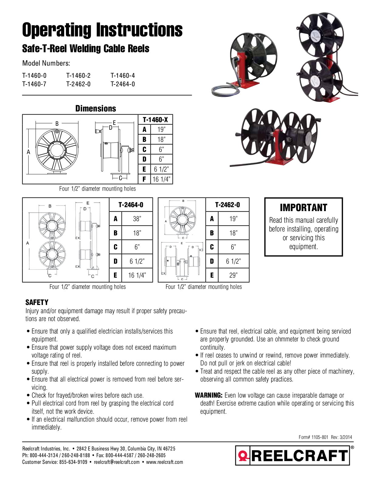 Reelcraft T-14xx-x User Manual