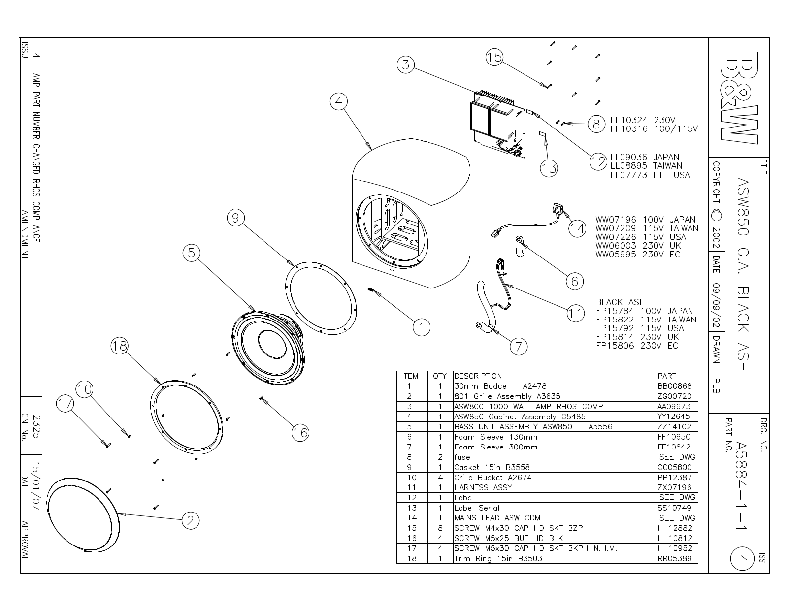 Bowers and Wilkins ASW-850 Service manual