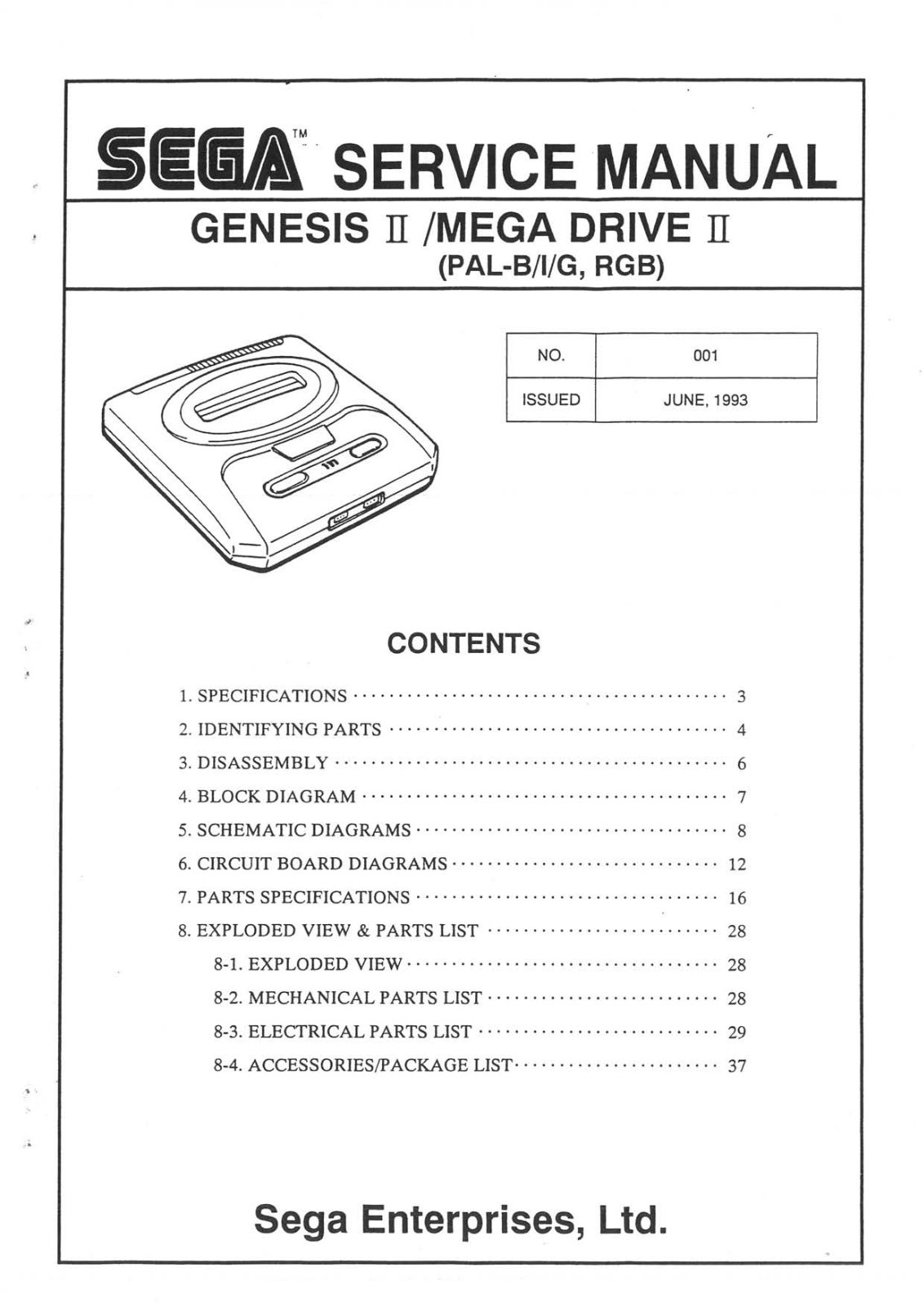 Sega Genesis II, Mega Drive II Service Manual