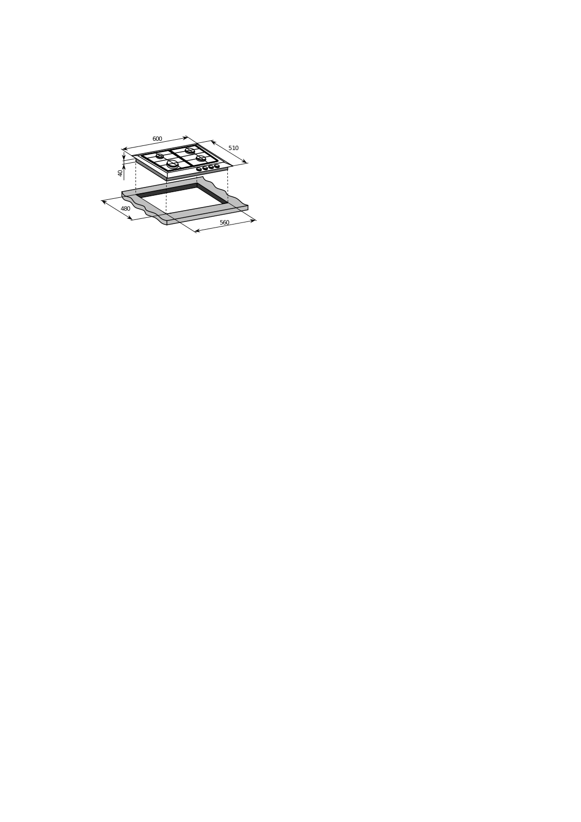 Baumatic BHG695SS Technical Drawing