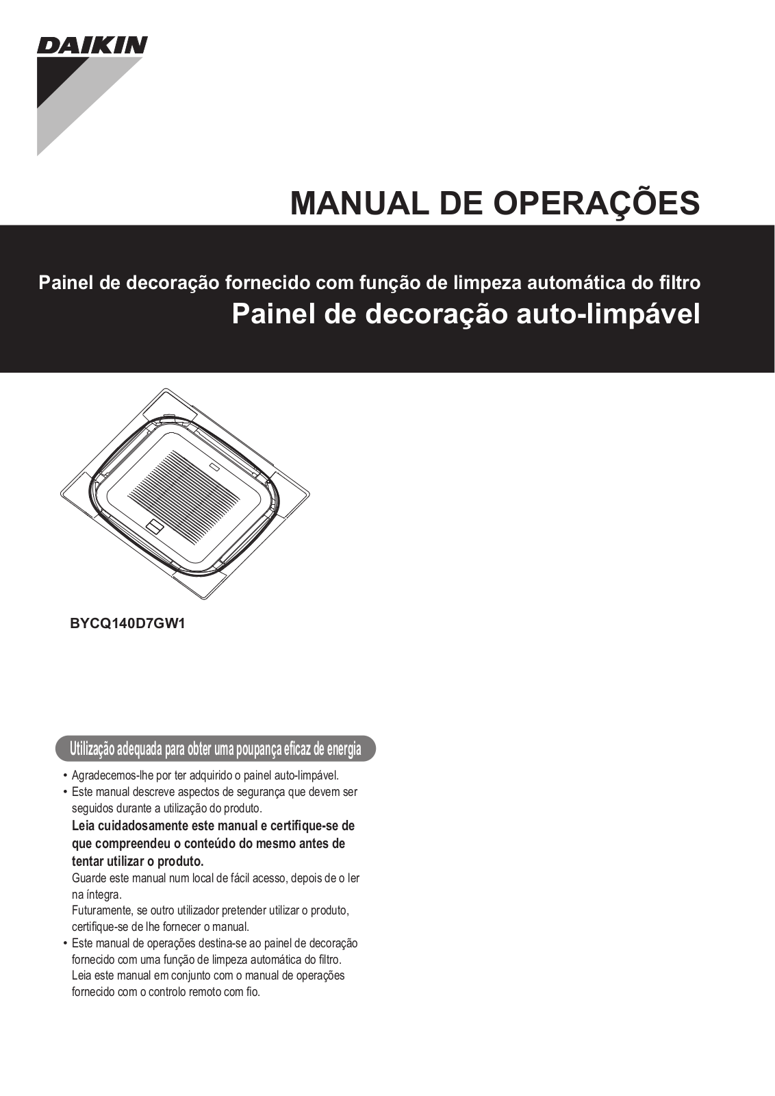 Daikin BYCQ140D7GW1 Operation manuals