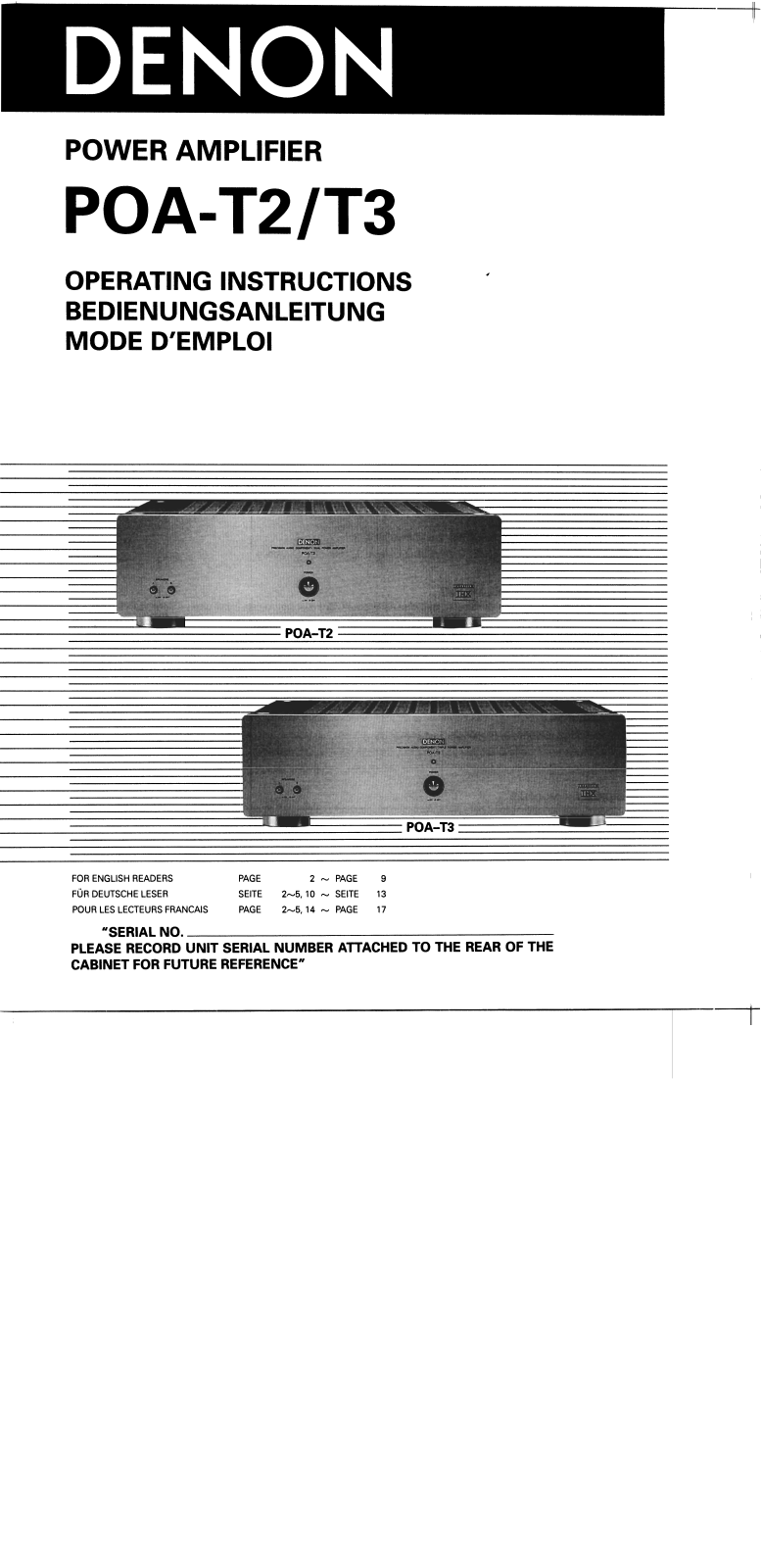 DENON POA-T3 User Manual