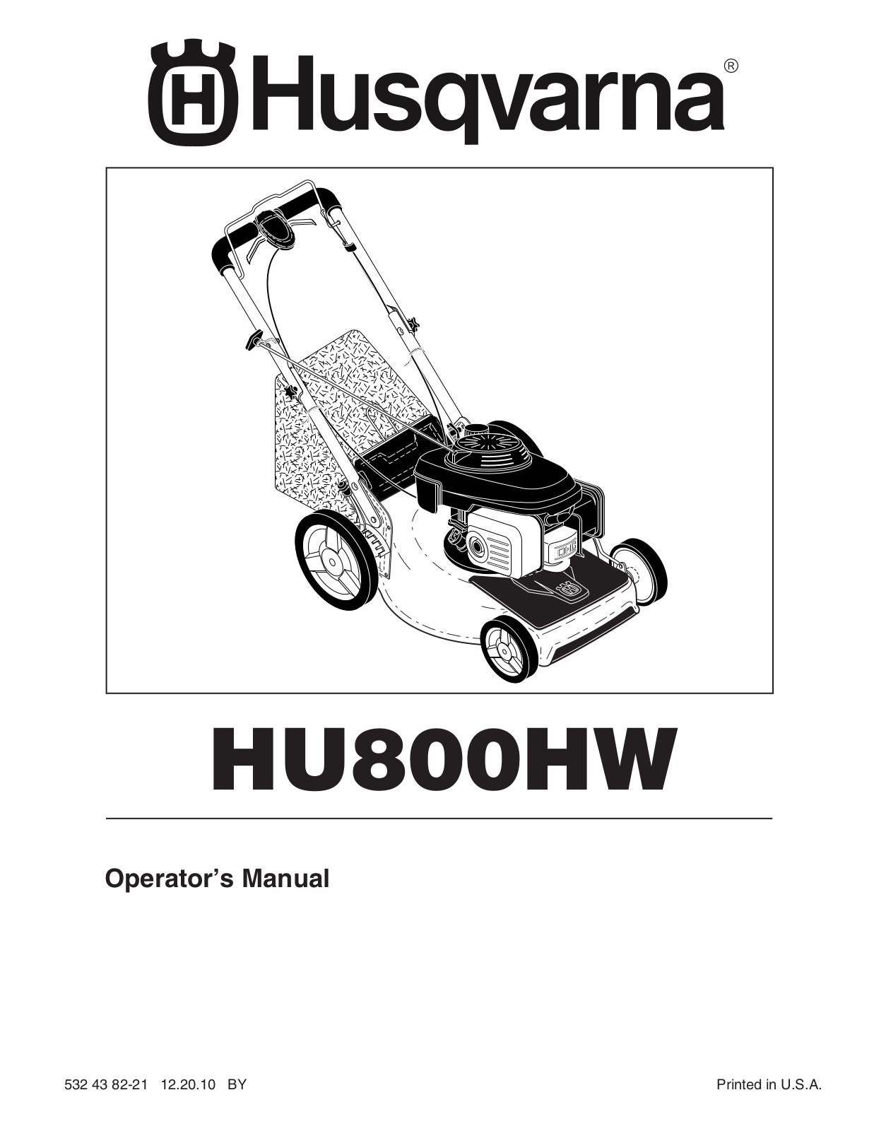 Husqvarna HU800HW Owner's Manual