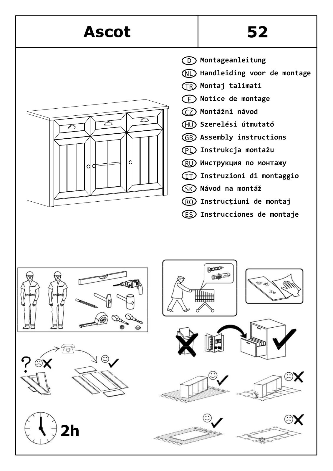 Home affaire Ascot 52 Assembly instructions