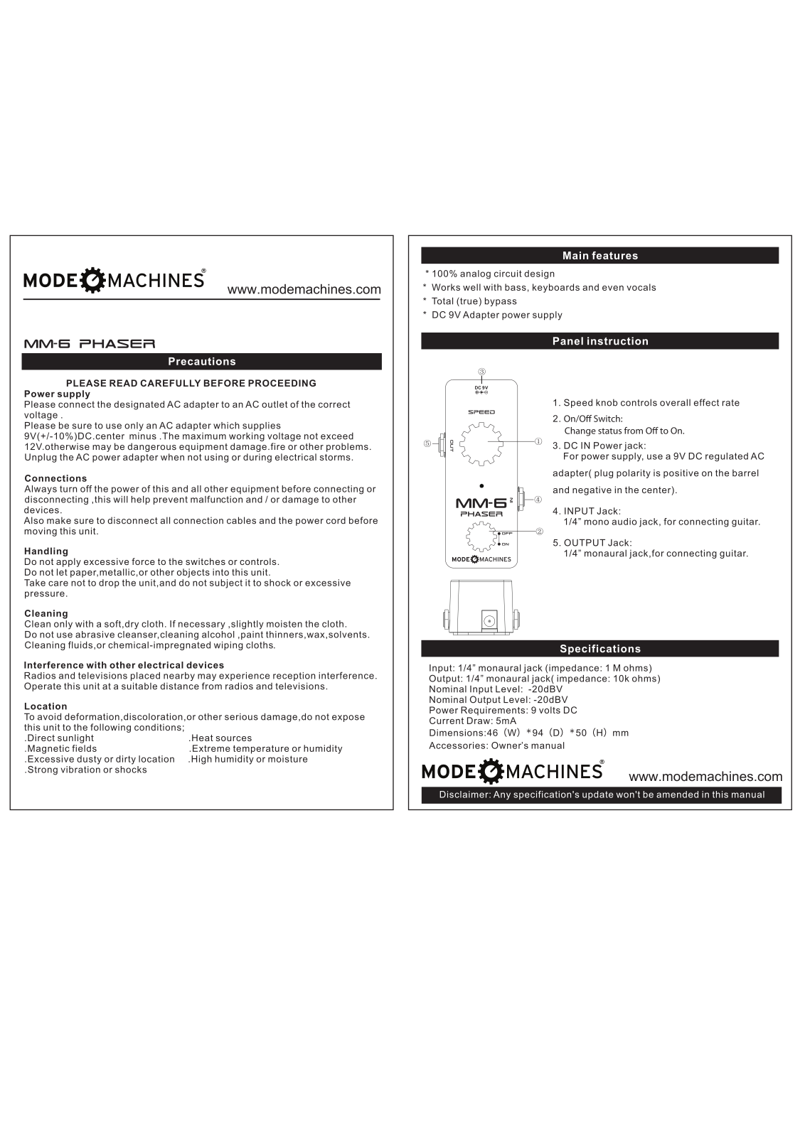 Mode machines MM-6 User Manual - ManualMachine.com