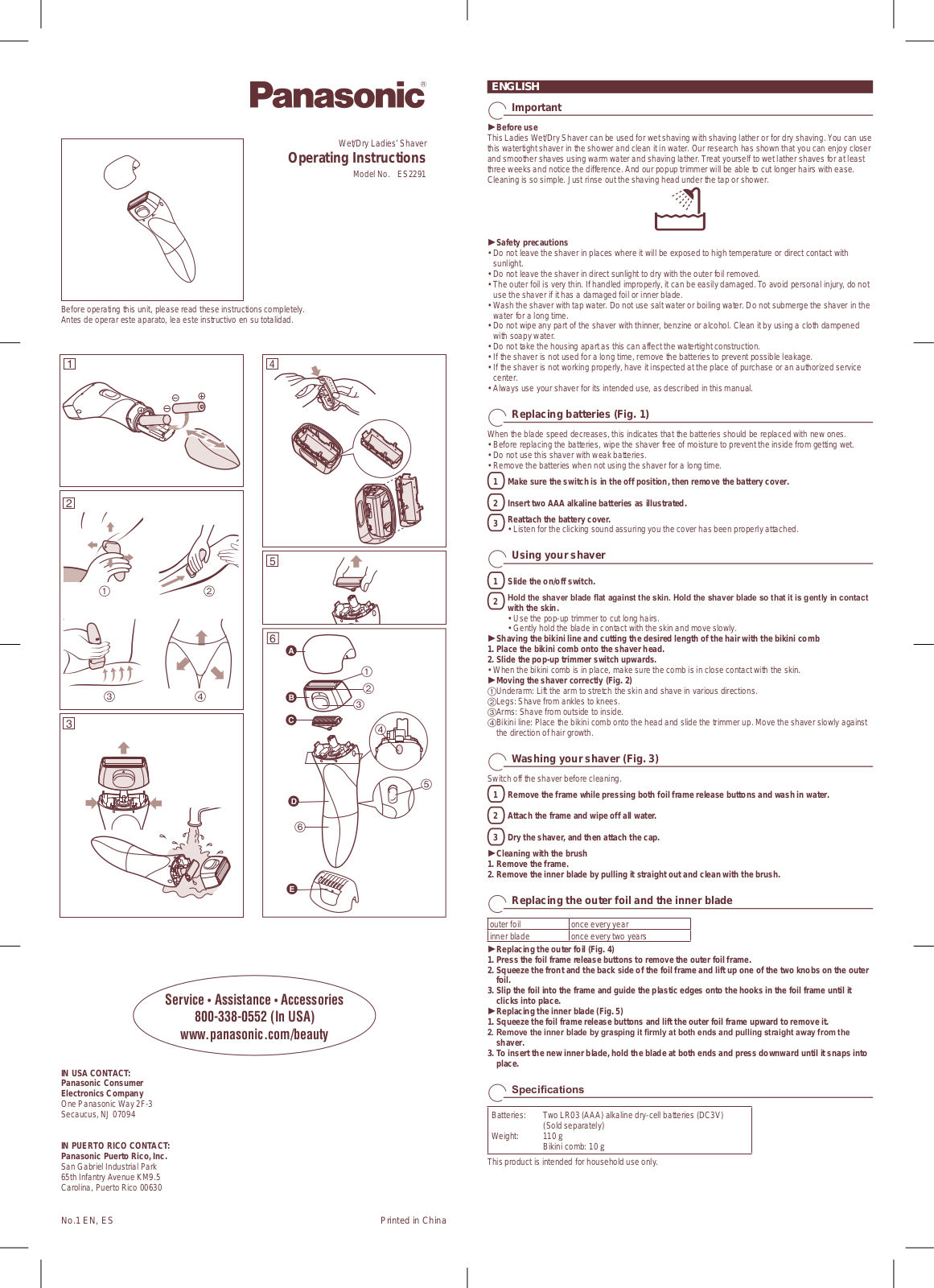 Panasonic ES-2291 User Manual