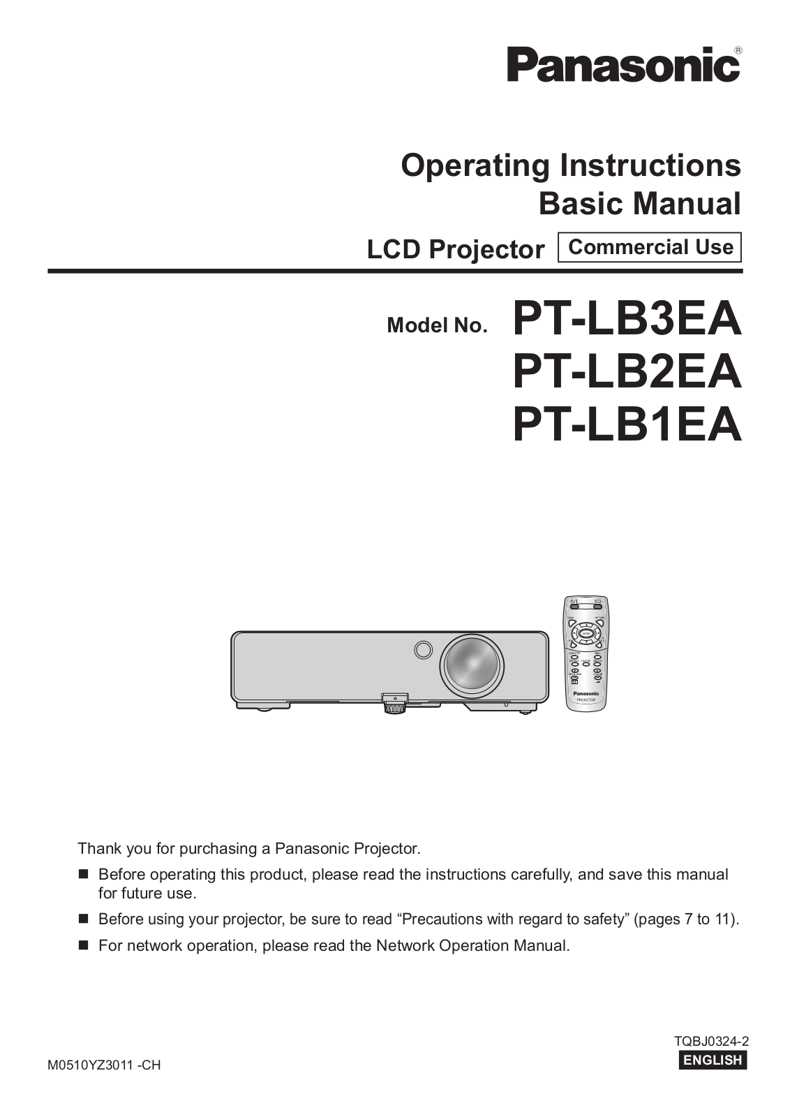 Panasonic PT-LB1EA User Manual