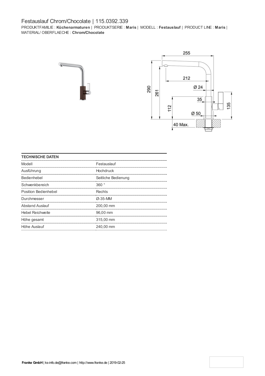 Franke 115.0392.339 Service Manual