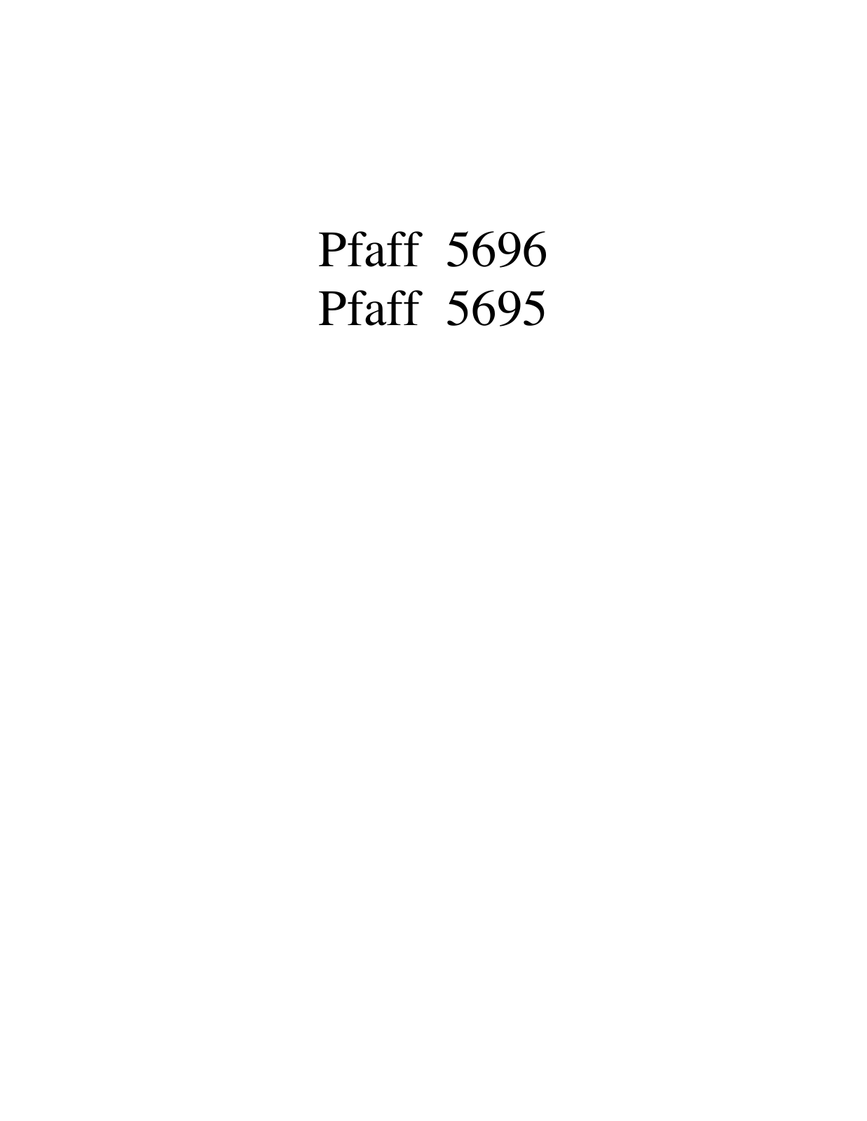 PFAFF 5696, 5695 Parts List