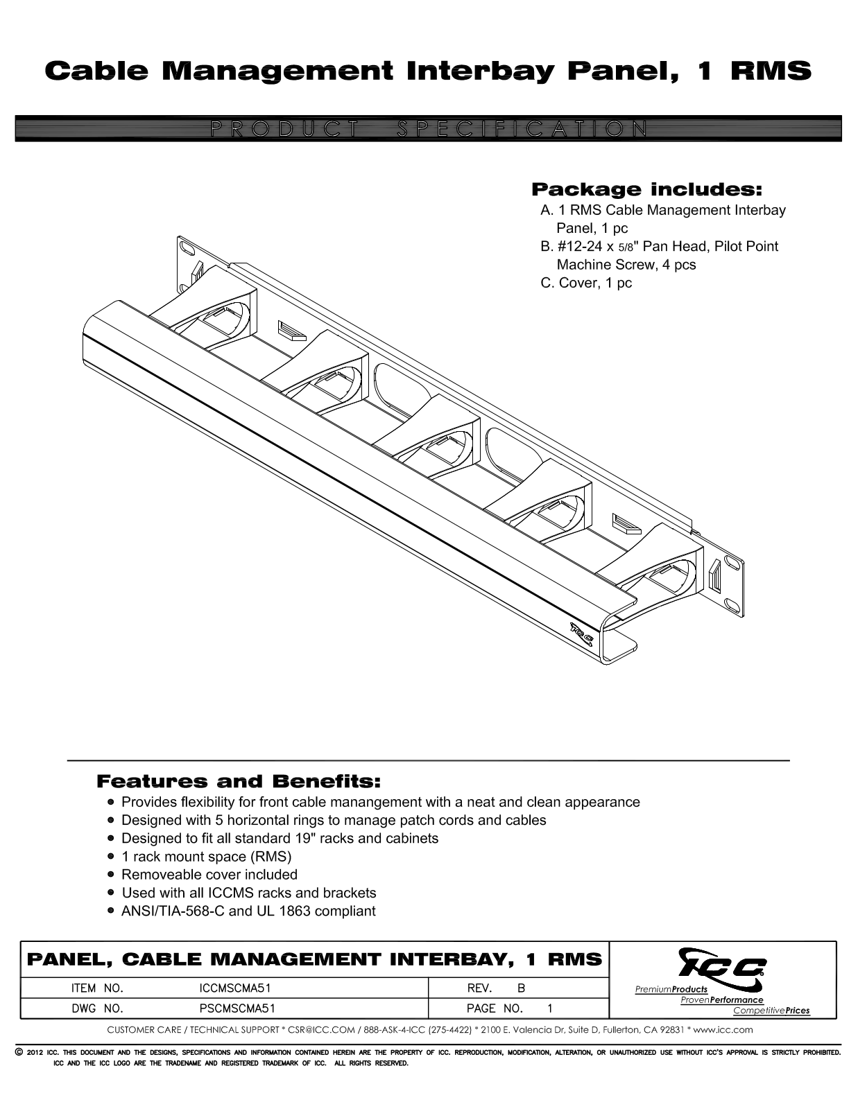 ICC ICCMSCMA51 Specsheet