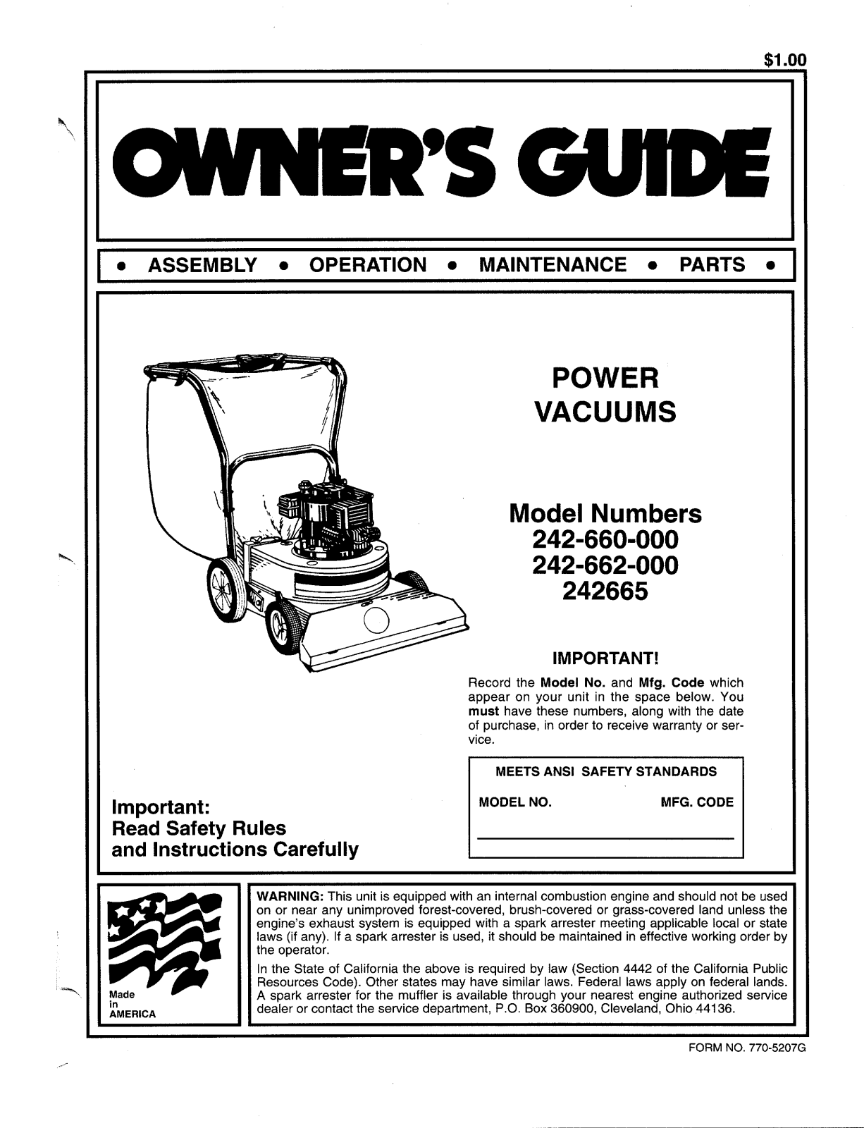 MTD 242-660-000, 242665 User Manual