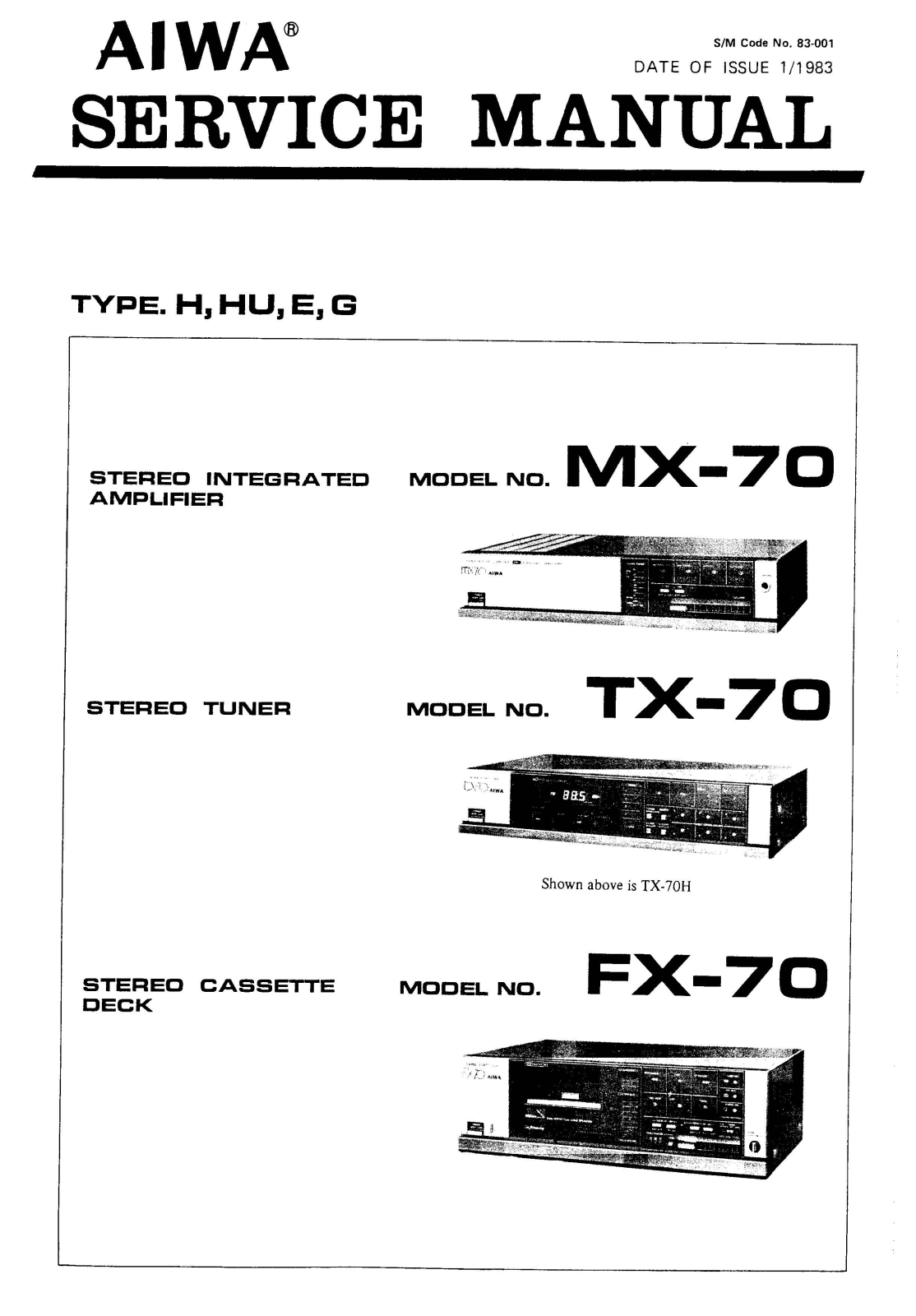 Aiwa TX-70, FX-70 Service Manual
