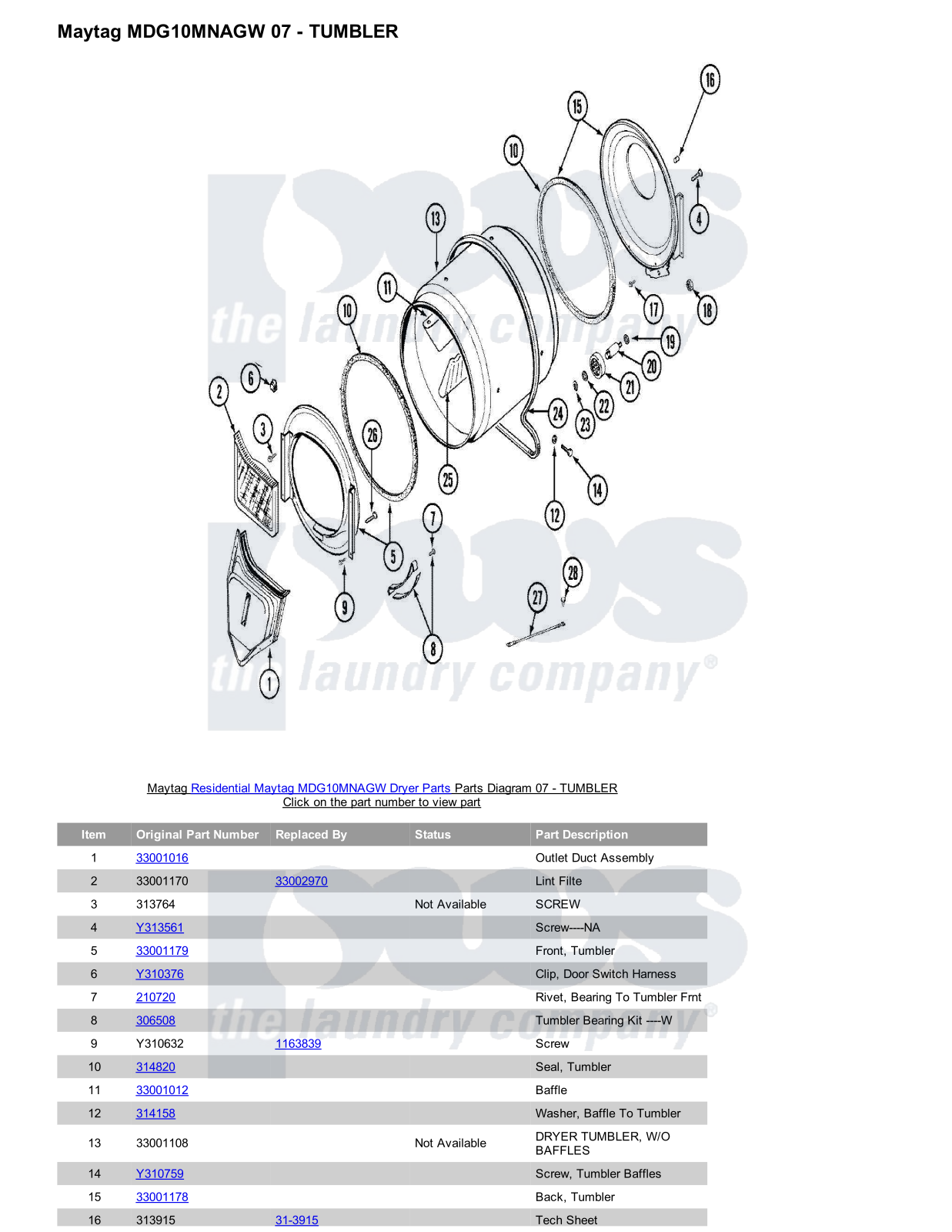 Maytag MDG10MNAGW Parts Diagram