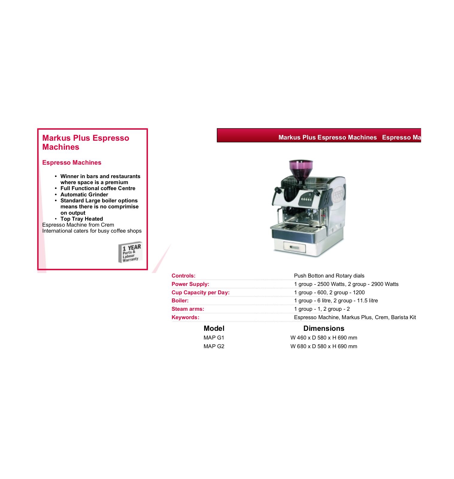 Valera MAP G2, MAP G1 DATASHEET